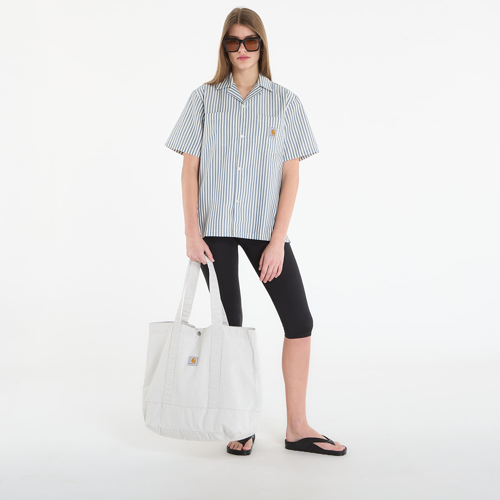 Srajce Carhartt WIP S/S Leavel Shirt UNISEX Leavel Stripe/ Blue River/ Wax