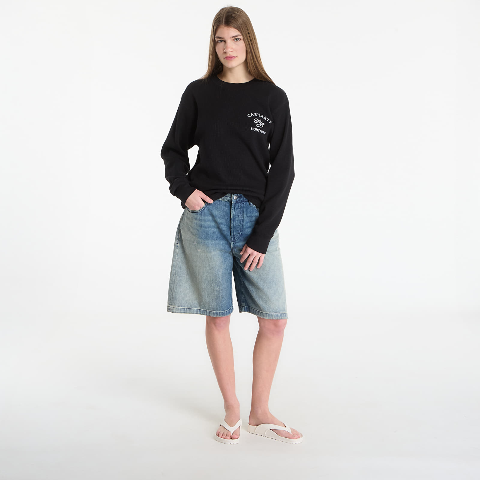 T-Shirts Carhartt WIP L/S Eightynine Waffle T-Shirt UNISEX Black/ White