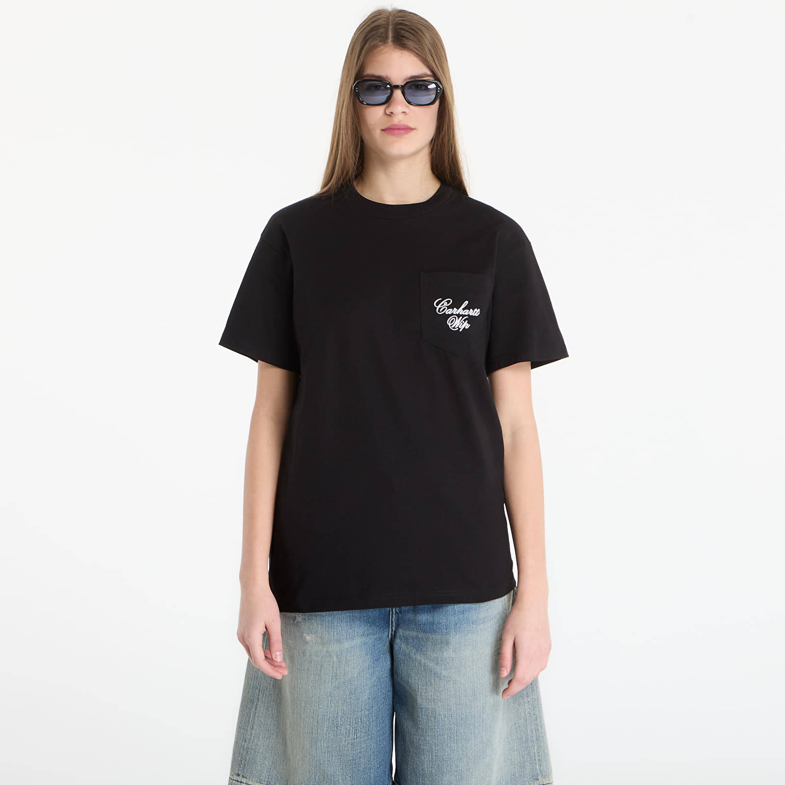 T-shirts för män Carhartt WIP S/S Longhand Pocket T-Shirt UNISEX Black/ White