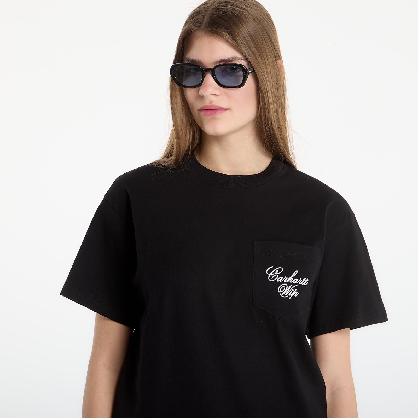 T-shirts för män Carhartt WIP S/S Longhand Pocket T-Shirt UNISEX Black/ White