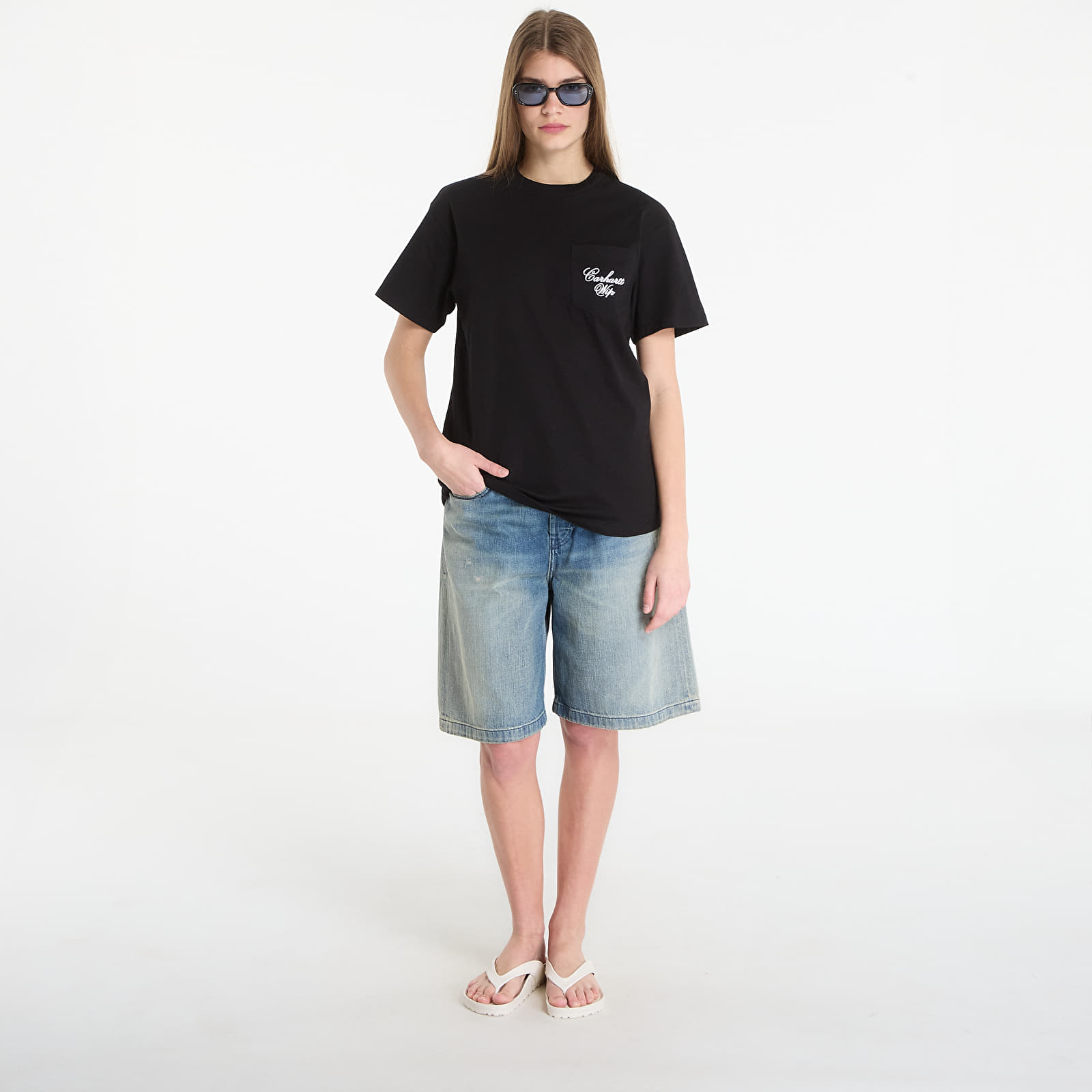 T-shirts för män Carhartt WIP S/S Longhand Pocket T-Shirt UNISEX Black/ White