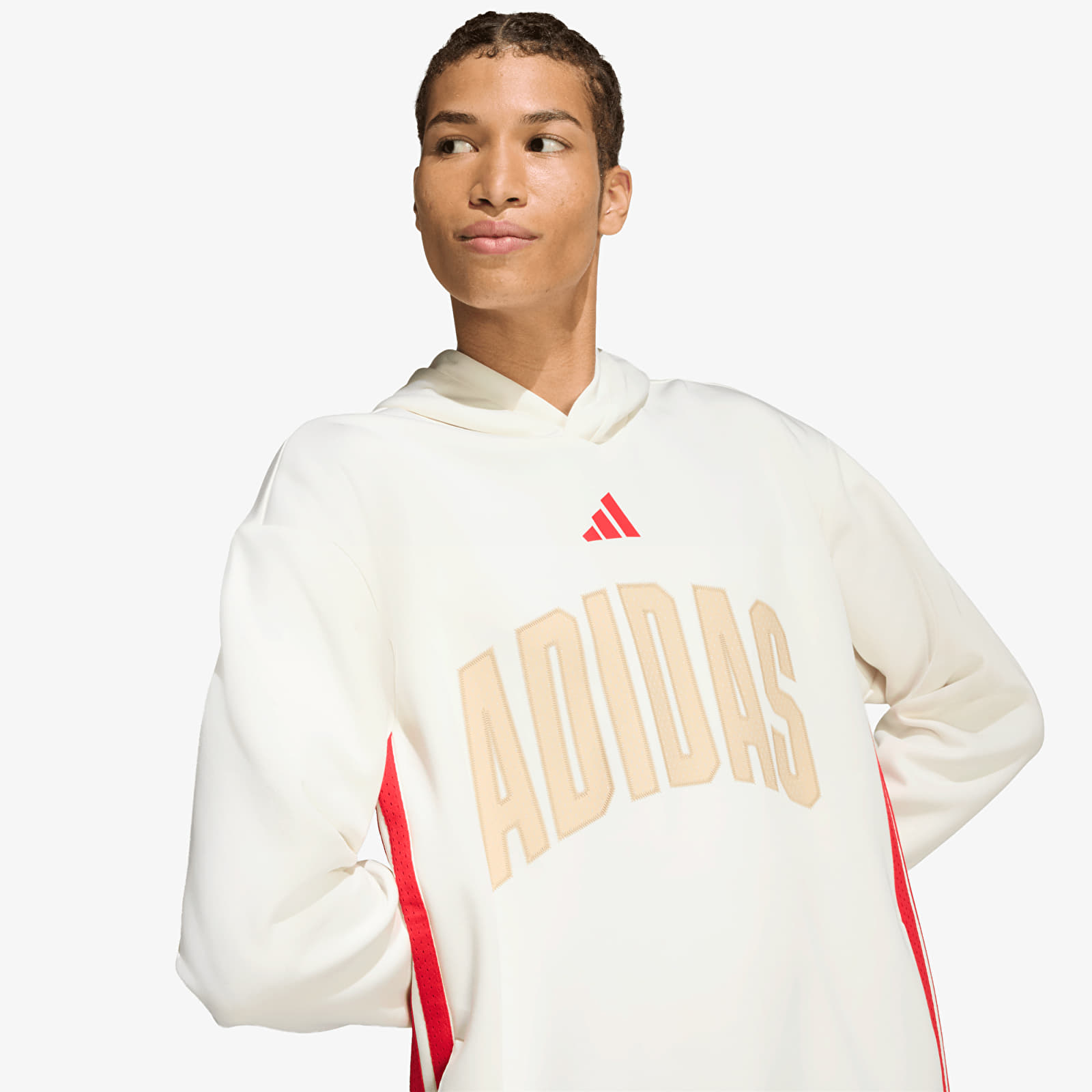 Mikiny adidas Stadium Graphic Hoodie Off White/ Pure Ruby