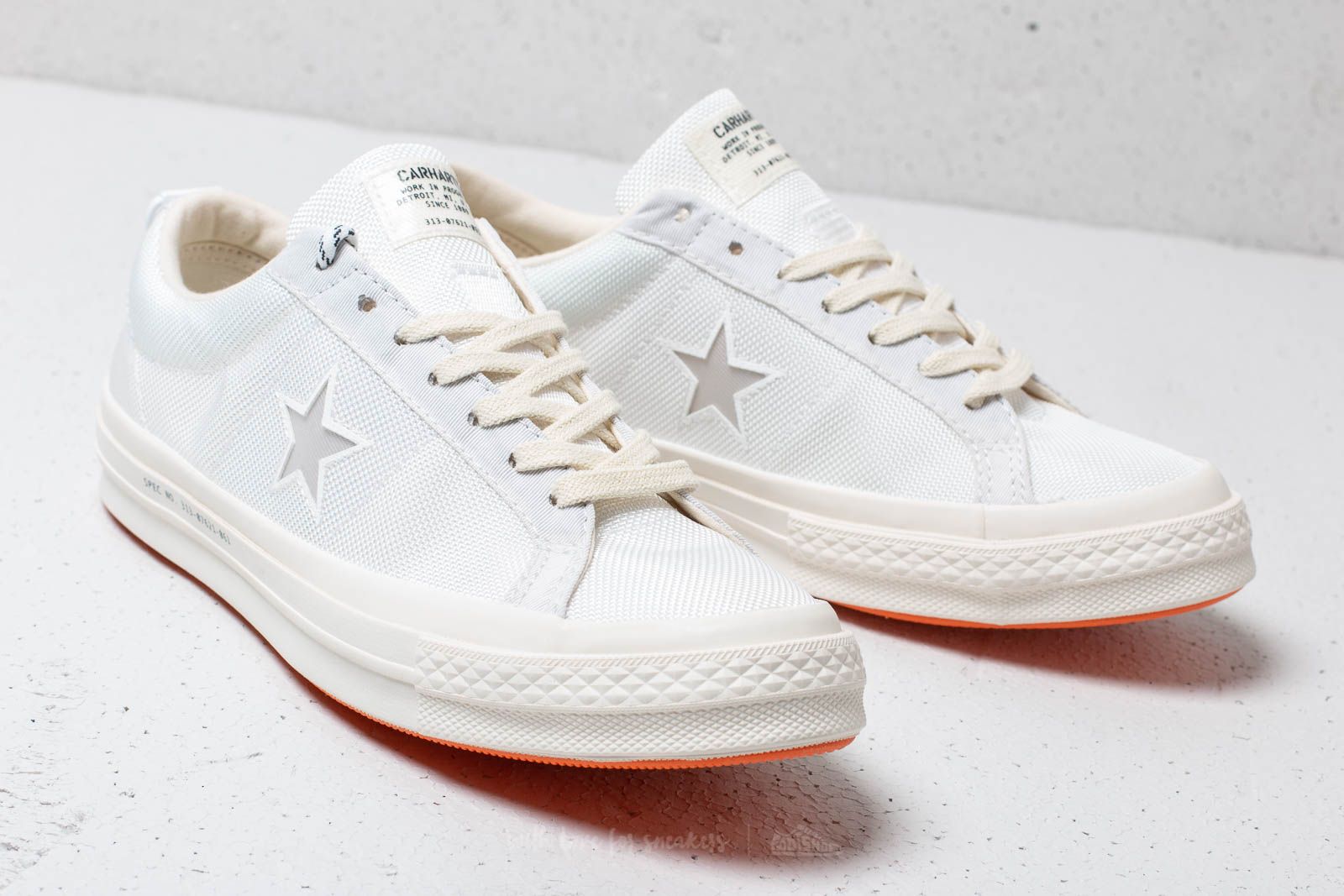 Men s shoes Converse x Carhartt WIP One Star OX White White Vibrant Orange Footshop