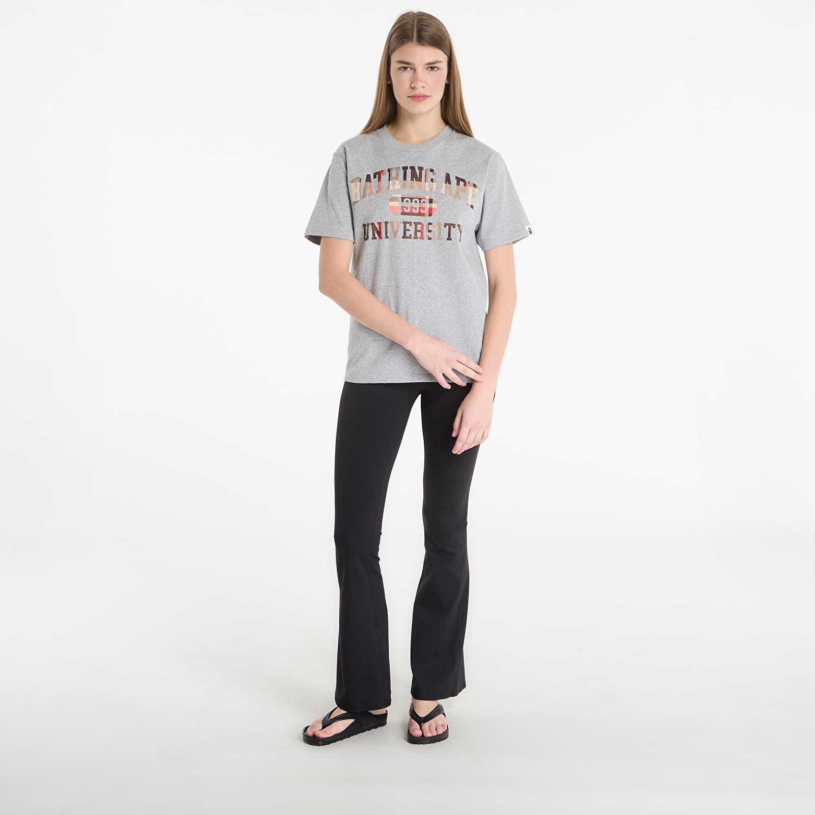 T-shirts A BATHING APE Bape Check University College Logo Tee UNISEX Gray