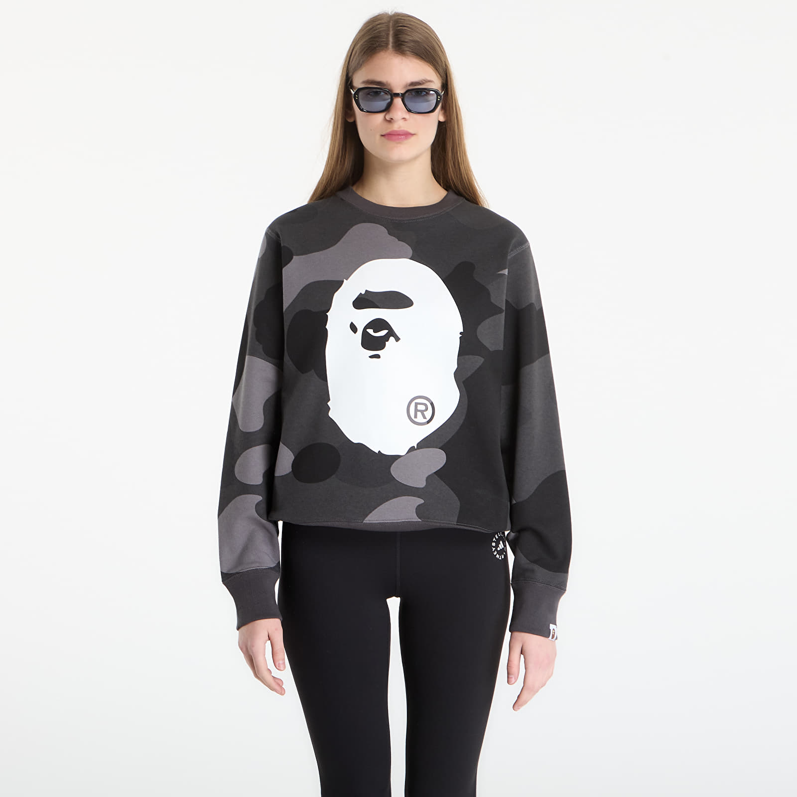 Sweatjacken und Sweatshirts A BATHING APE Mega Color Camo Big Ape Head Crewneck Sweatshirt UNISEX Black