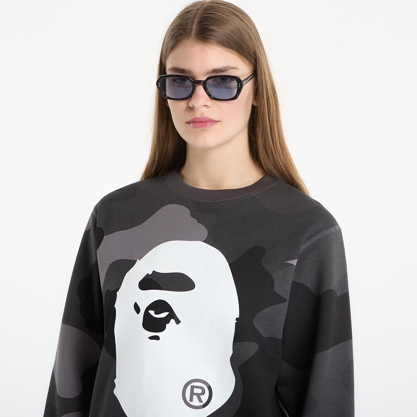 Sweatjacken und Sweatshirts A BATHING APE Mega Color Camo Big Ape Head Crewneck Sweatshirt UNISEX Black