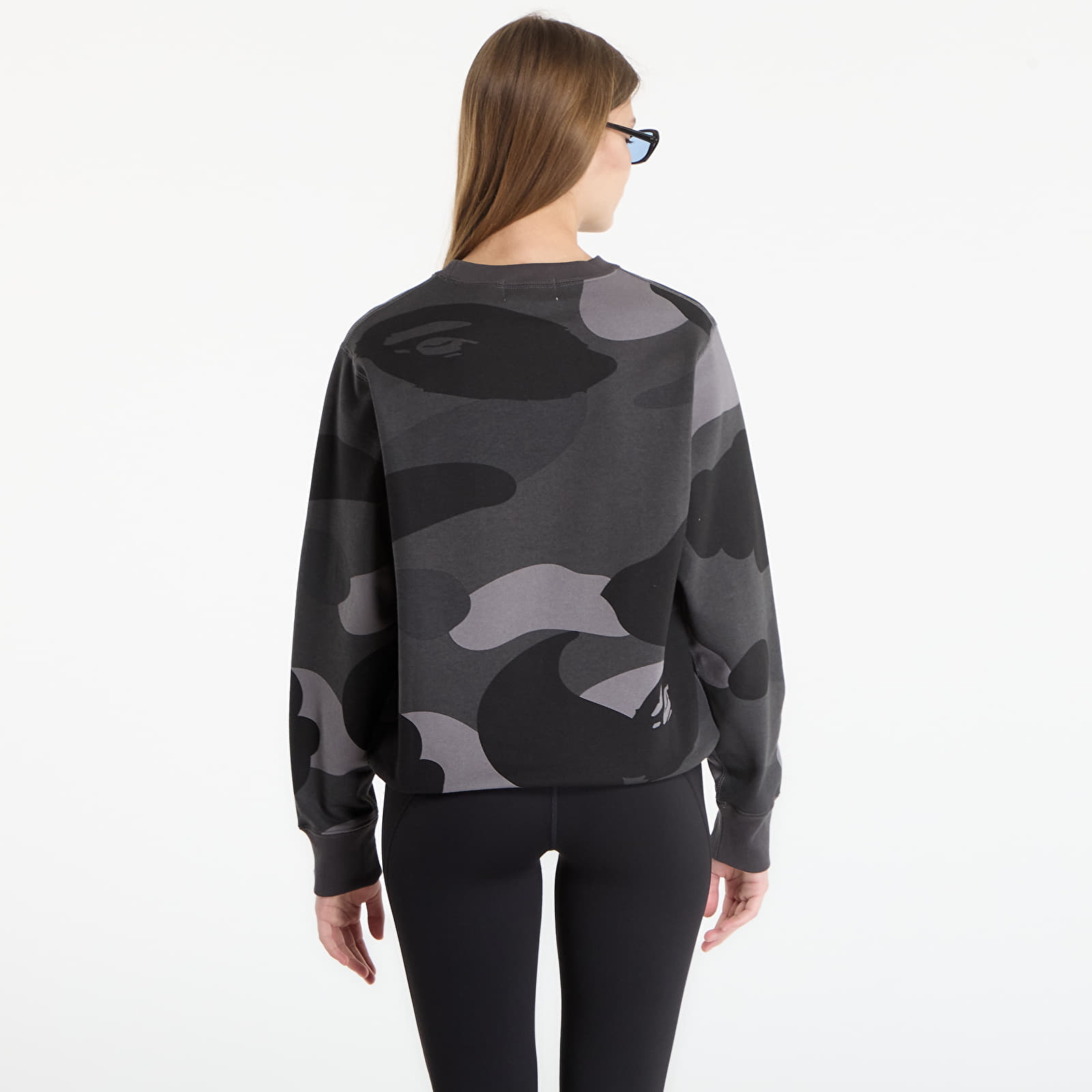 Sweatjacken und Sweatshirts A BATHING APE Mega Color Camo Big Ape Head Crewneck Sweatshirt UNISEX Black