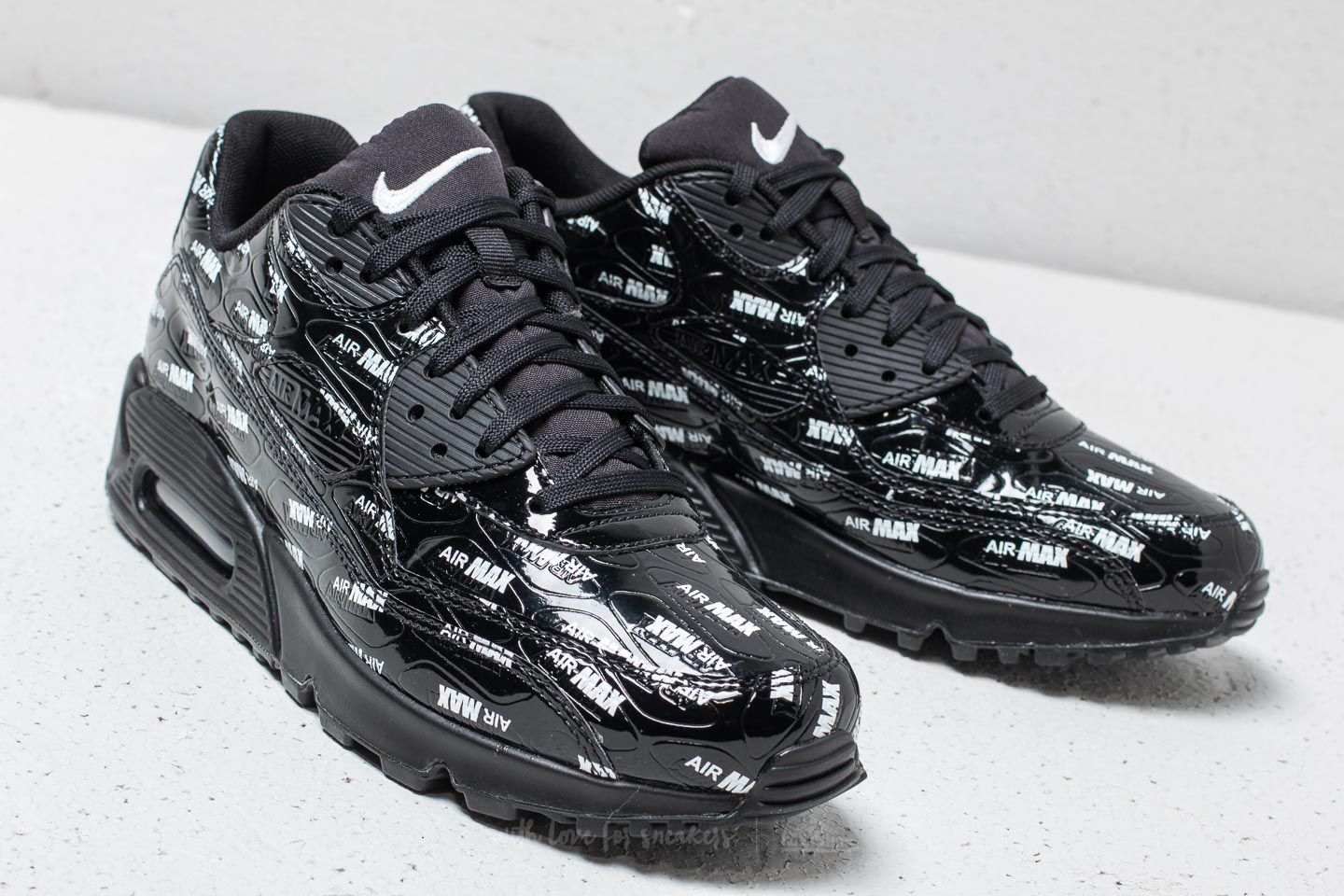 Men s shoes Nike Air Max 90 Premium All Over Logo Black Black White Footshop