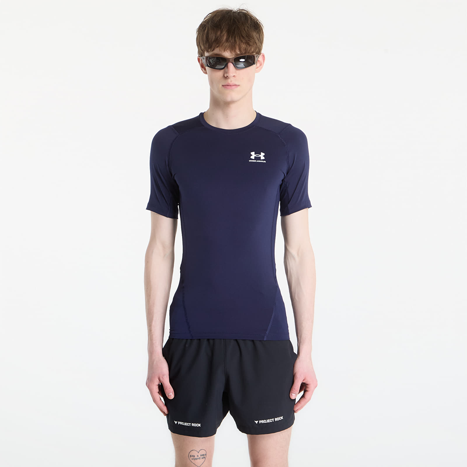 Majice T-shirt Under Armour Hg Armour Comp SS Midnight Navy/ White