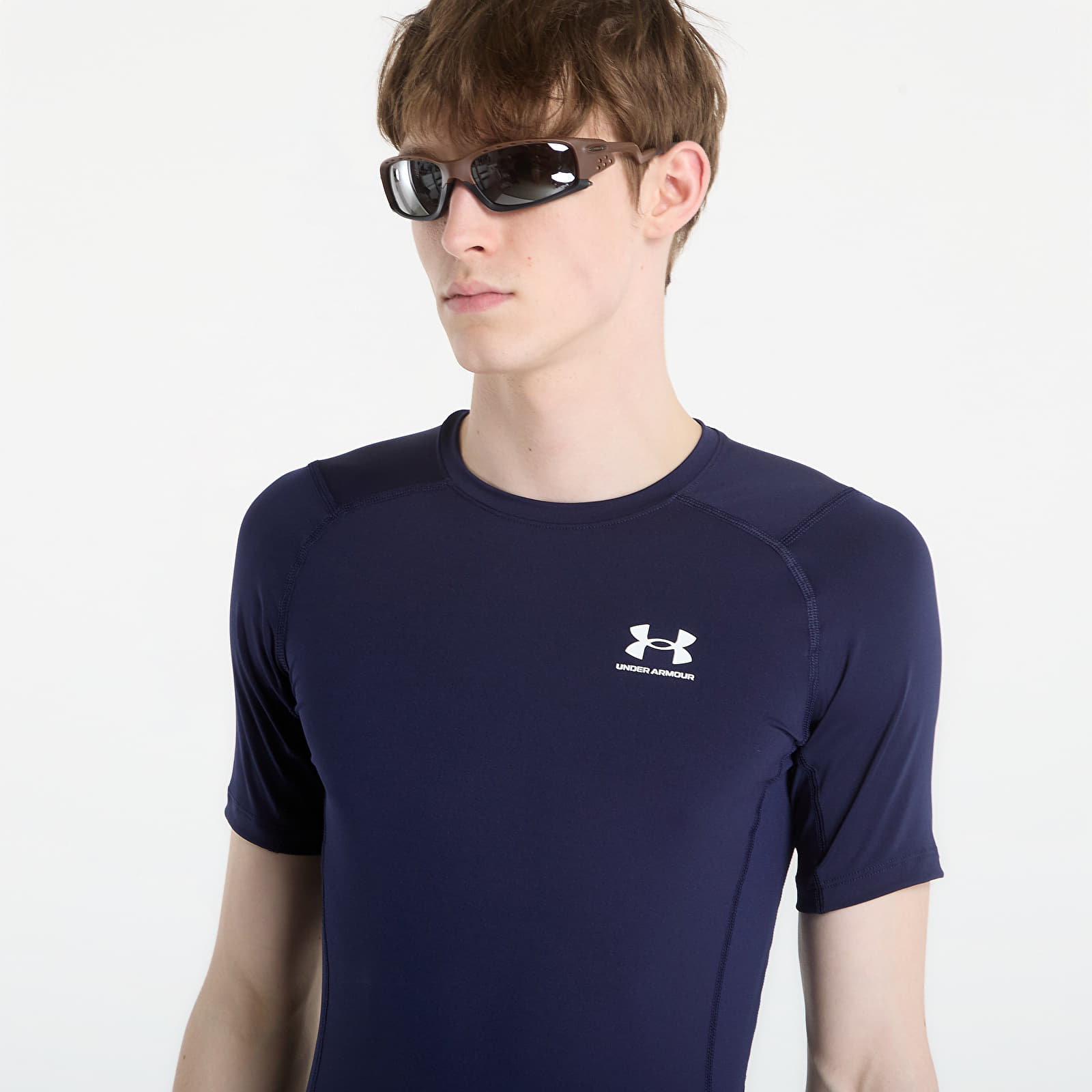 Majice T-shirt Under Armour Hg Armour Comp SS Midnight Navy/ White
