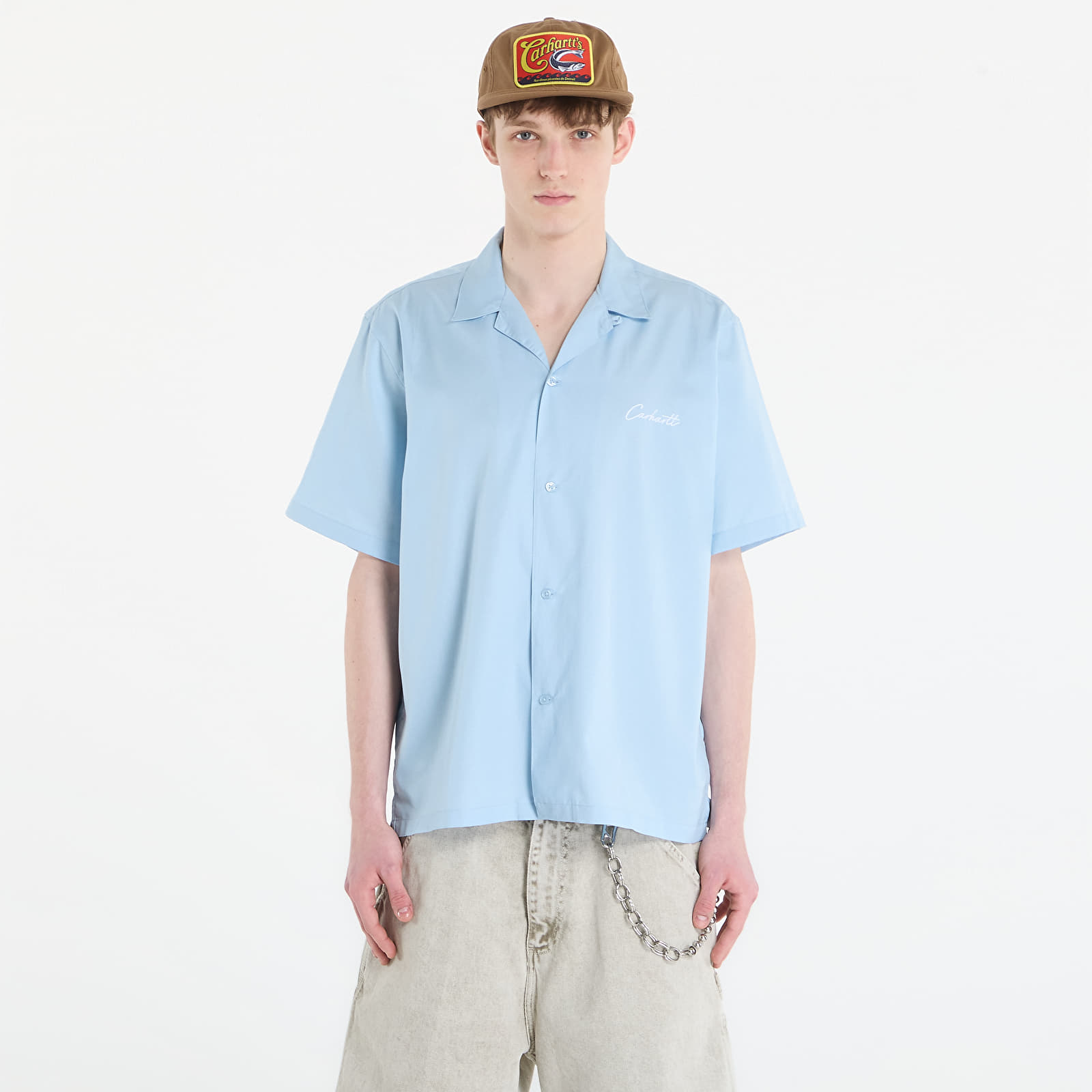 Srajce  Carhartt WIP S/S Delray Shirt UNISEX Icaria/ White