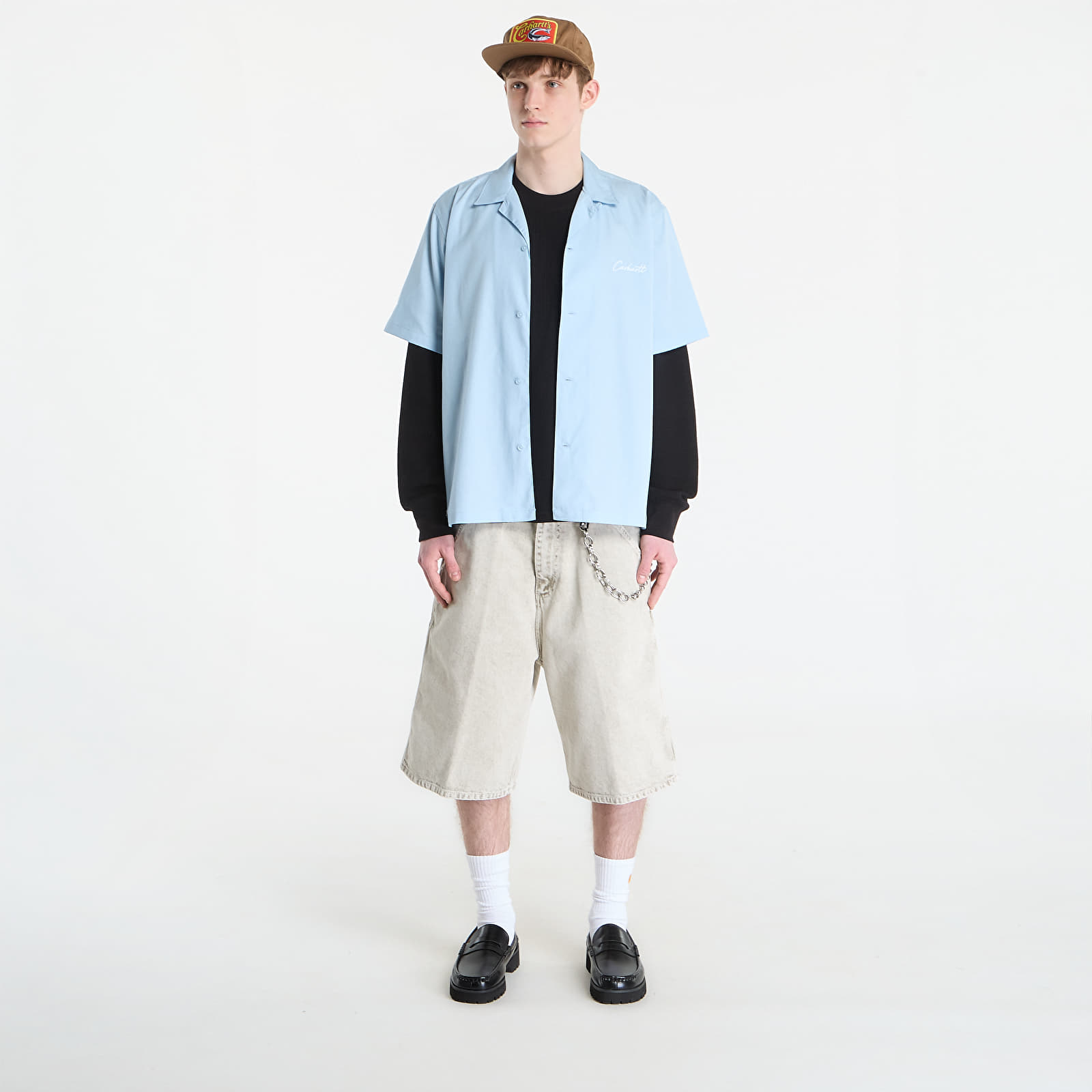 Srajce  Carhartt WIP S/S Delray Shirt UNISEX Icaria/ White