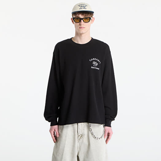 T-särk Carhartt WIP L/S Eightynine Waffle T-Shirt UNISEX Black/ White