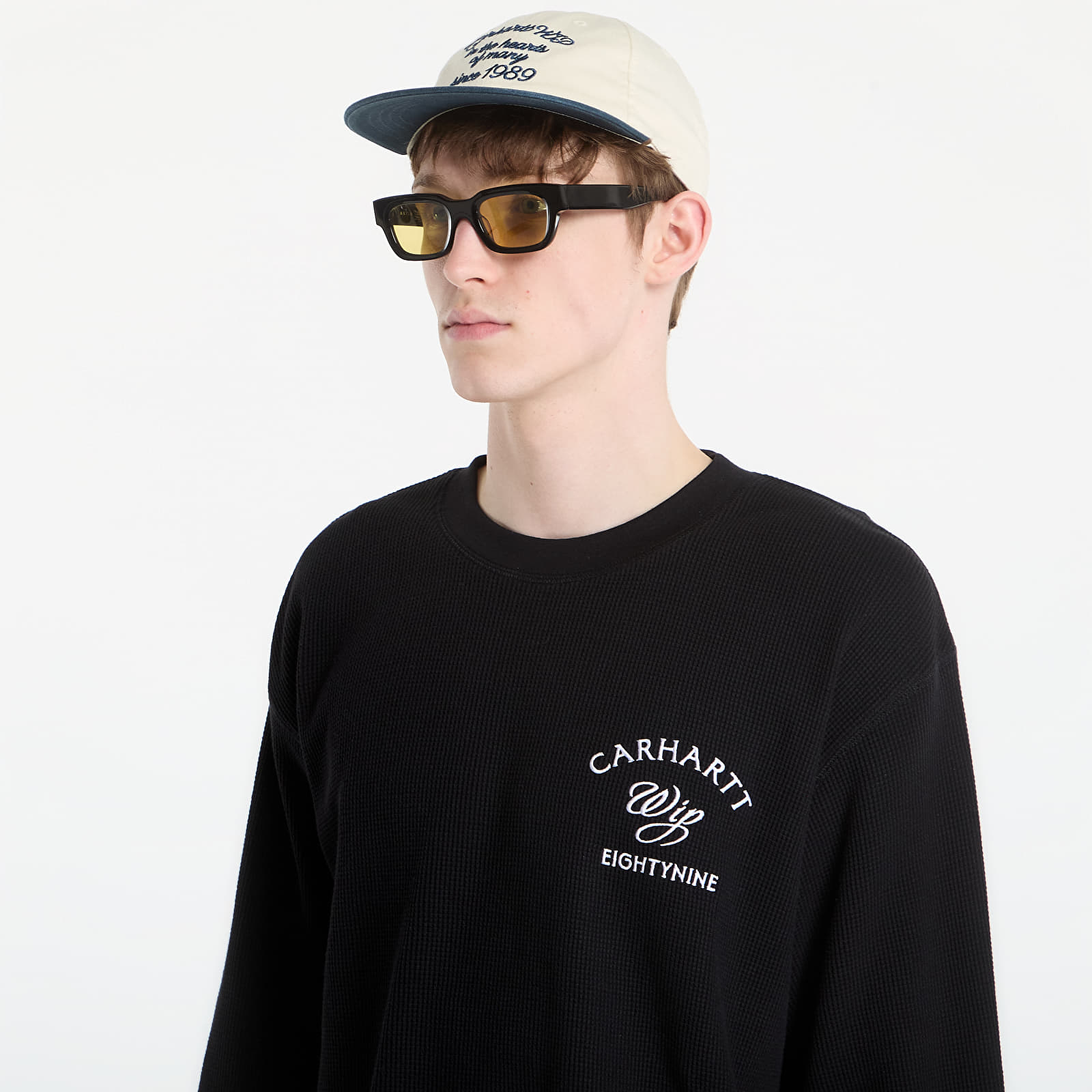 T-Shirts Carhartt WIP L/S Eightynine Waffle T-Shirt UNISEX Black/ White