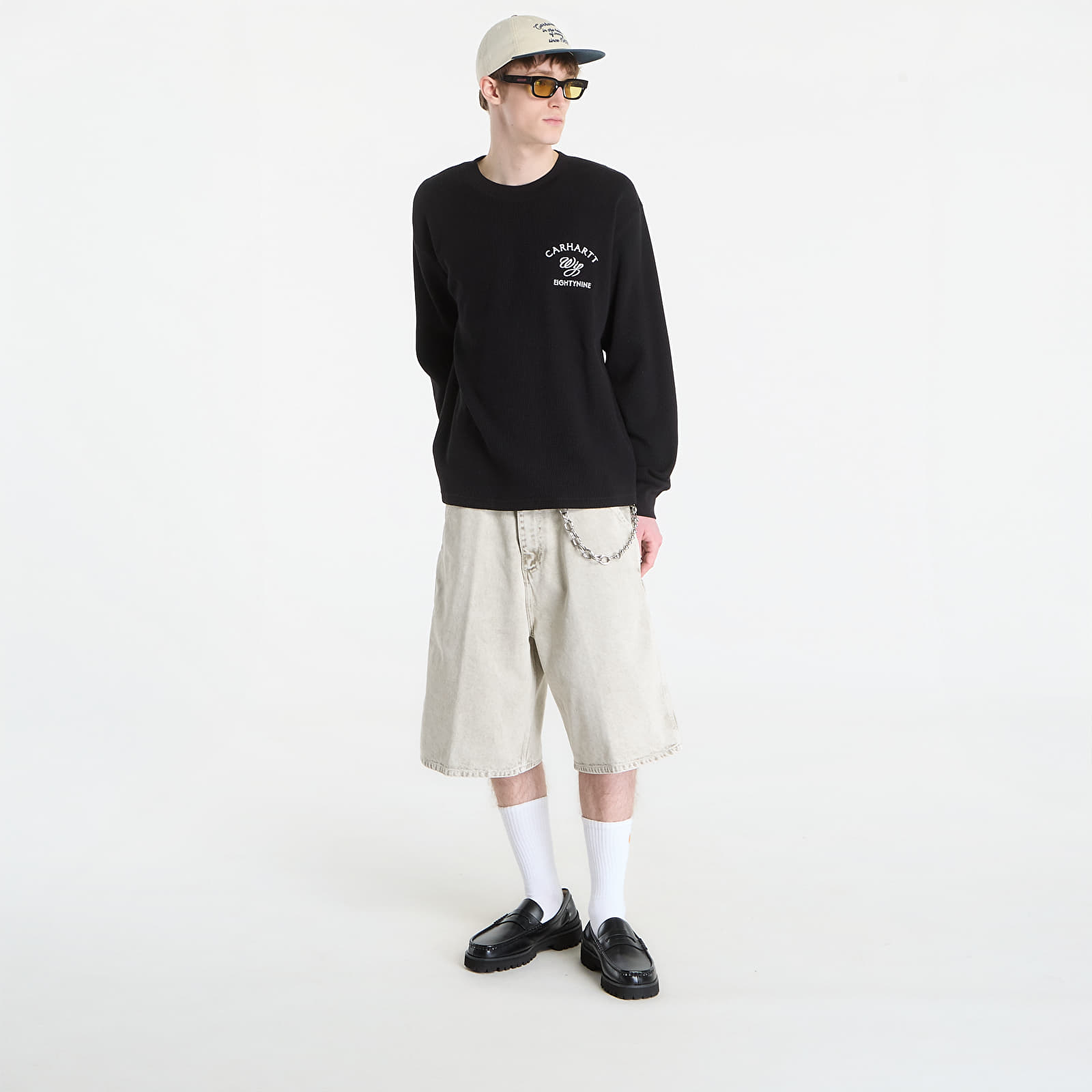 T-Shirts Carhartt WIP L/S Eightynine Waffle T-Shirt UNISEX Black/ White