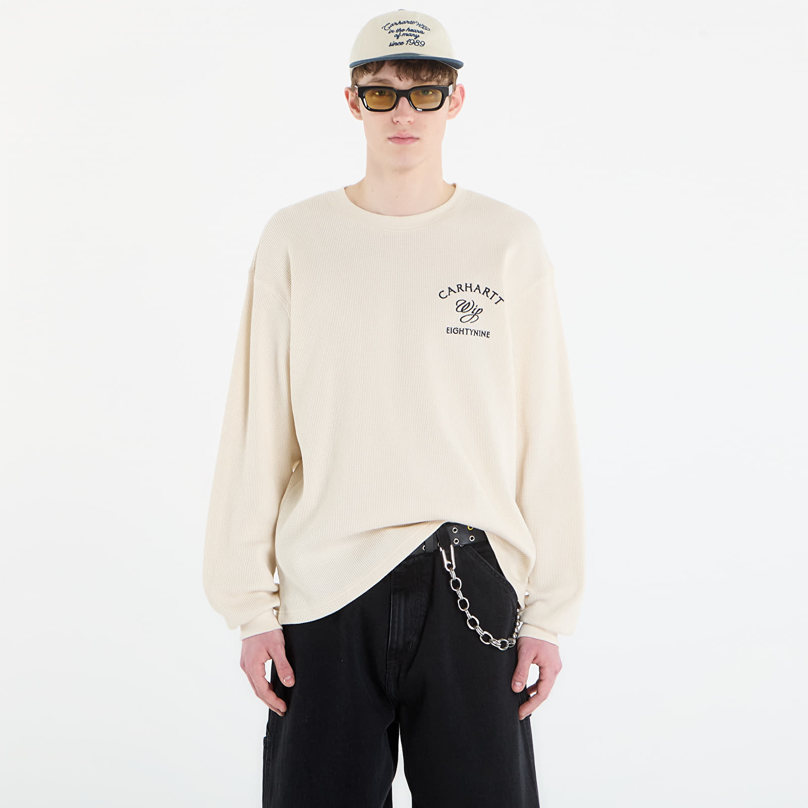 T-Shirts Carhartt WIP L/S Eightynine Waffle T-Shirt UNISEX Natural/ Black