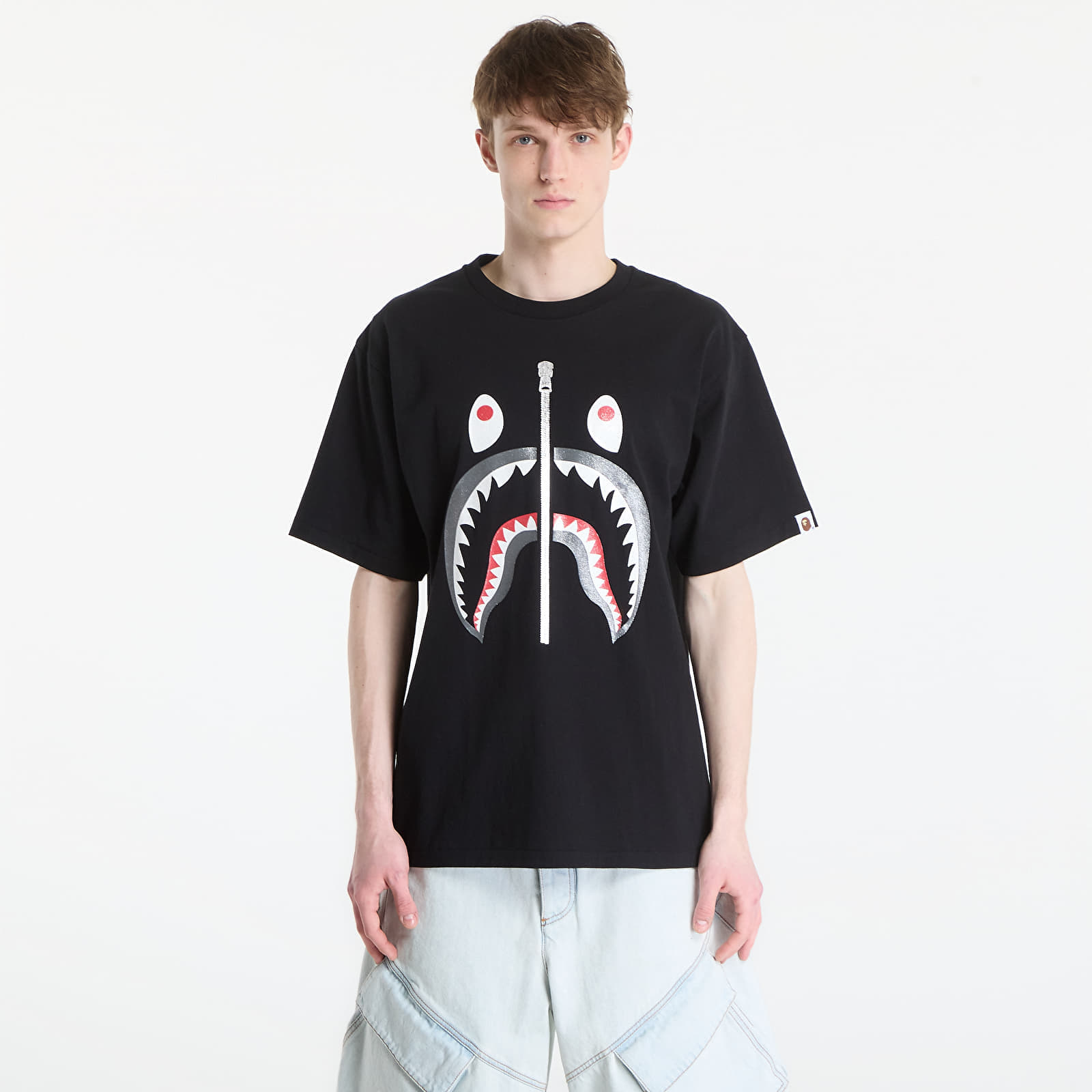 Тениска A BATHING APE Glitter Shark Tee UNISEX Black L