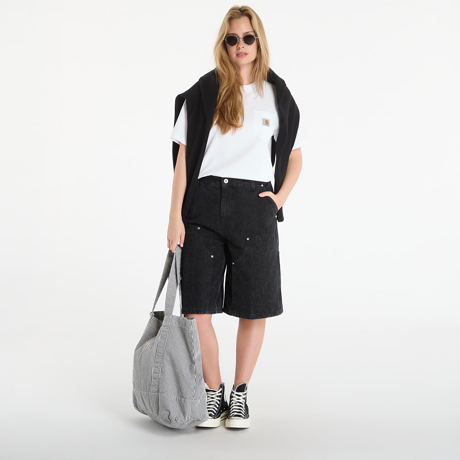 Shorts for kvinner Carhartt WIP W' Snake Nixon Double Knee Short Snake Camo/ Black