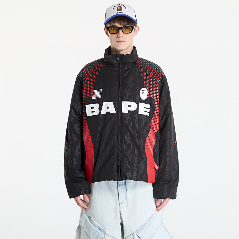 A BATHING APE Aba Frame Monogram Jacquard Multi Logo Padded Jacket UNISEX Black