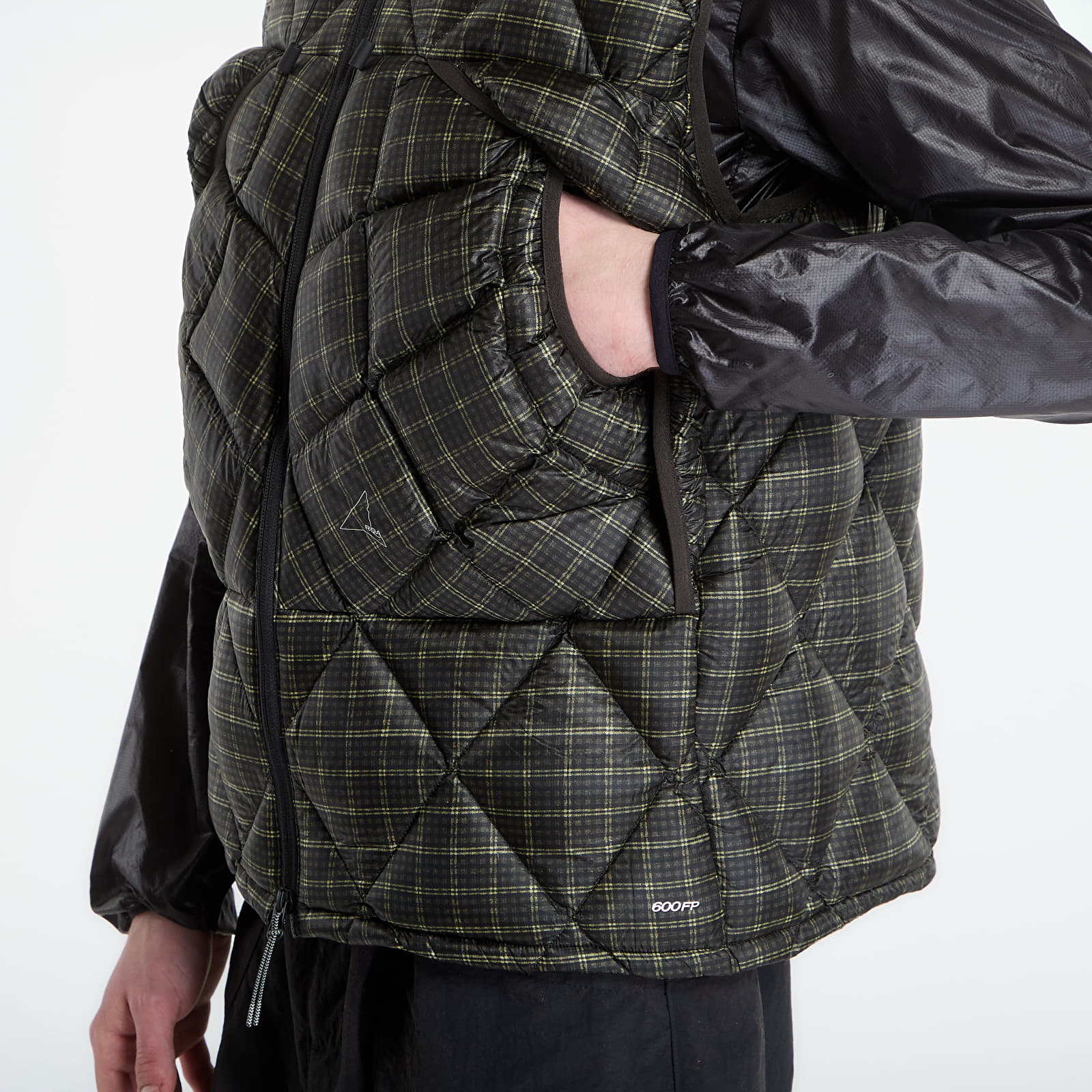 Kurtki męskie ROA Nuna 600 Fill Power Printed Check Hooded Down Vest Anthracite