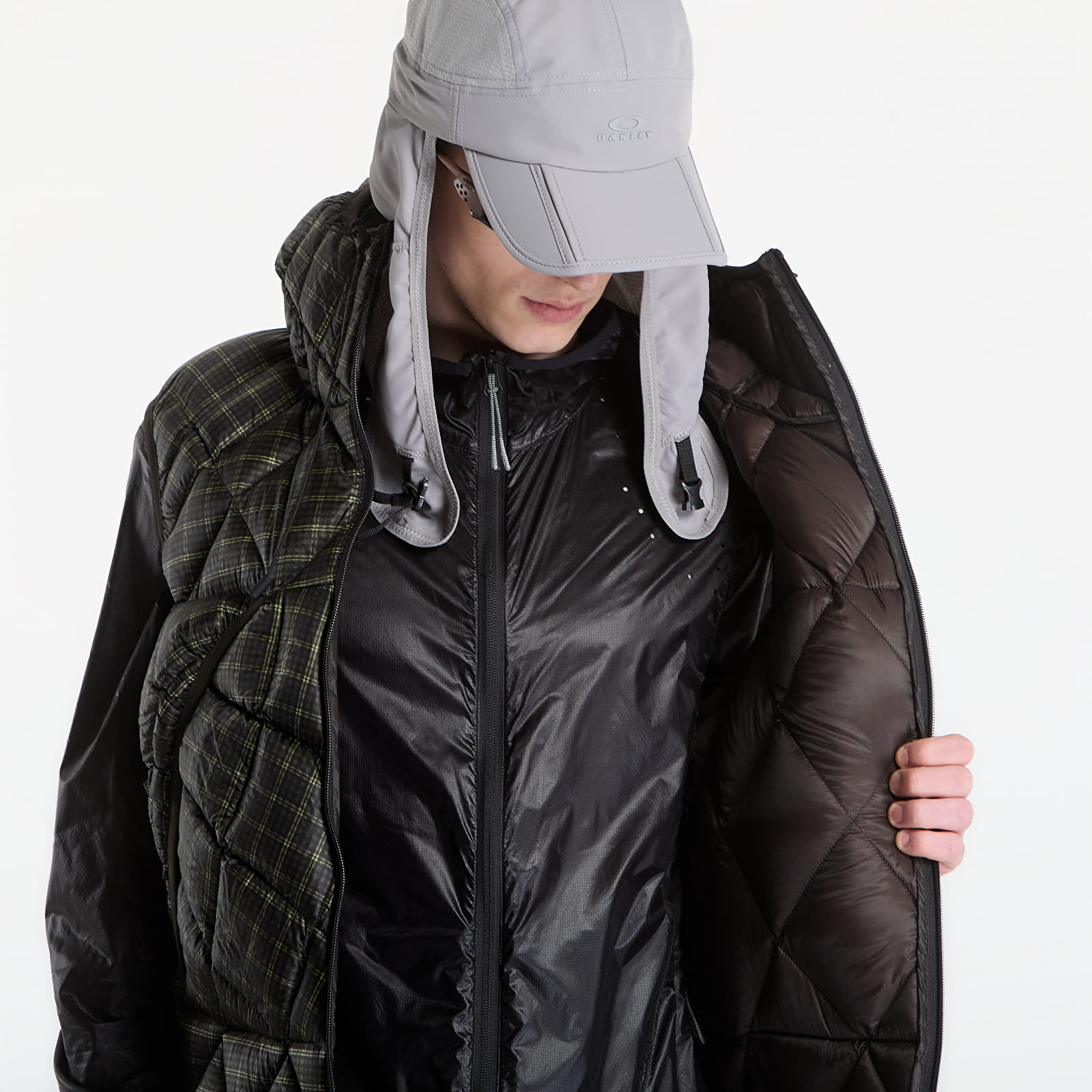 Kurtki męskie ROA Nuna 600 Fill Power Printed Check Hooded Down Vest Anthracite