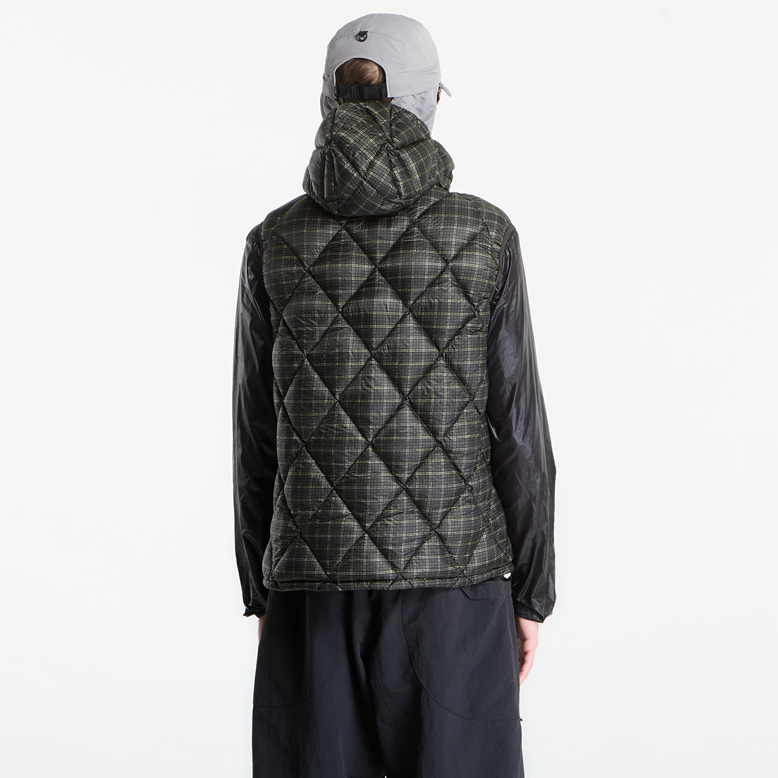 Kurtki męskie ROA Nuna 600 Fill Power Printed Check Hooded Down Vest Anthracite