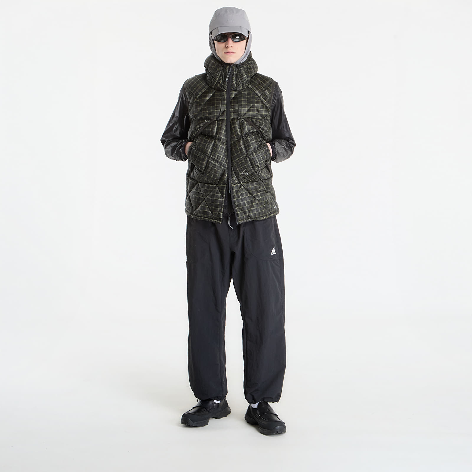 Kurtki męskie ROA Nuna 600 Fill Power Printed Check Hooded Down Vest Anthracite