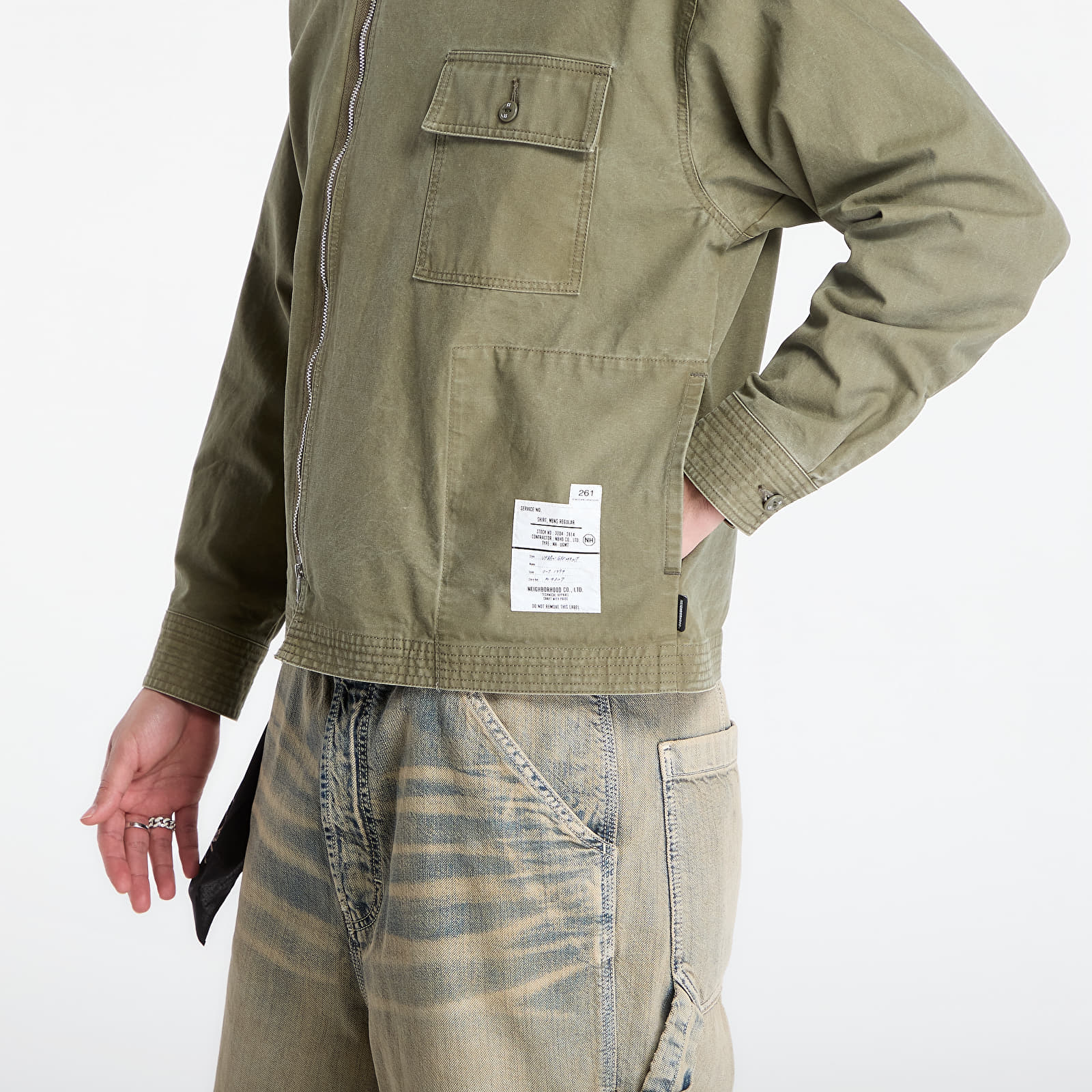 Hemden NEIGHBORHOOD Zip Field Shirt Ls Olive Drab