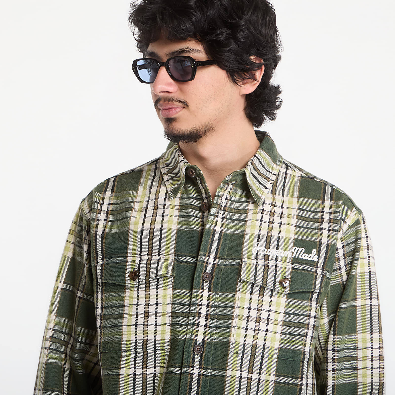 Camisas de hombre HUMAN MADE Check Shirt UNISEX Green