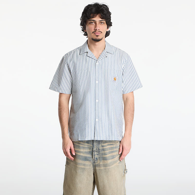 Cămașă Carhartt WIP S/S Leavel Shirt UNISEX Leavel Stripe/ Blue River/ Wax