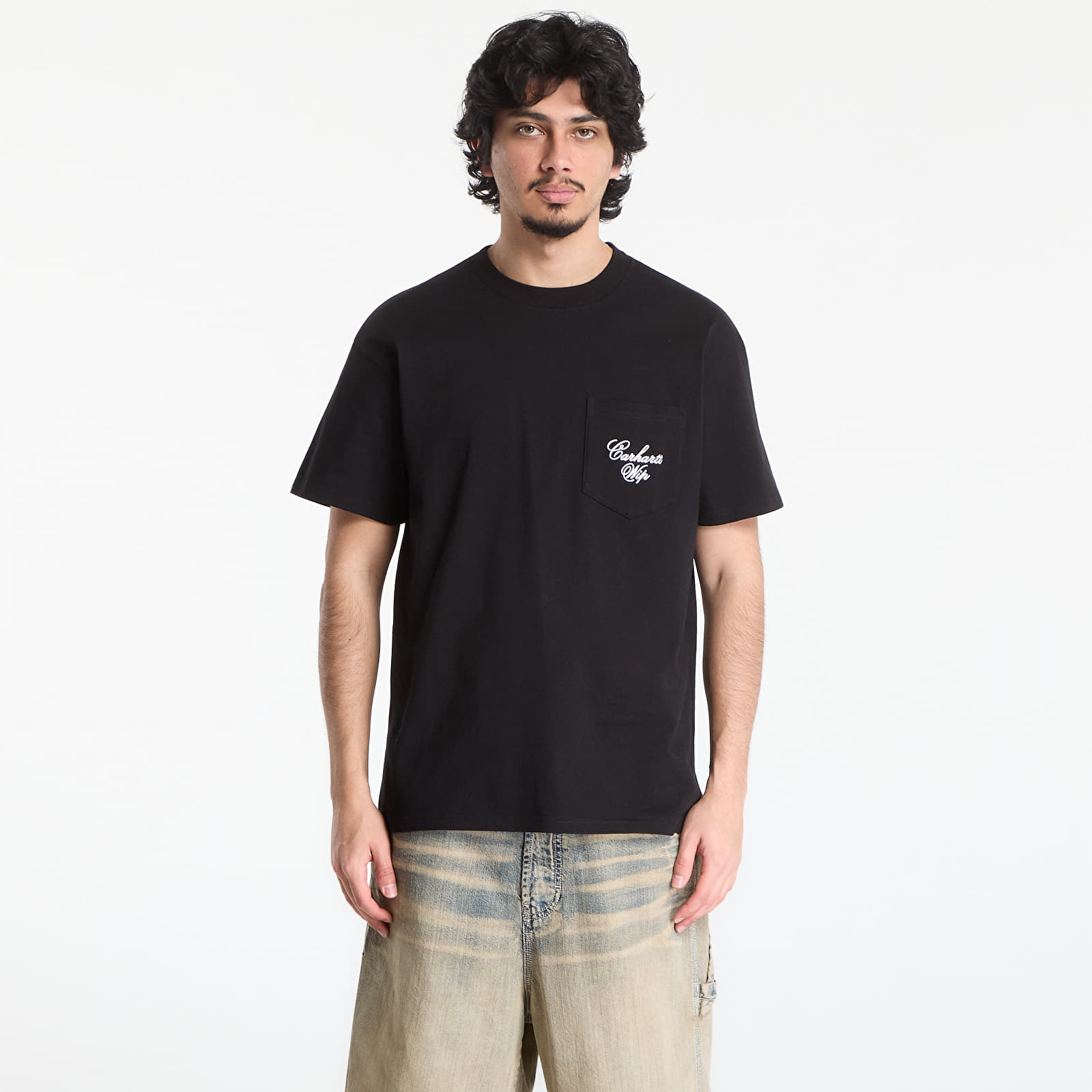 T-shirts för män Carhartt WIP S/S Longhand Pocket T-Shirt UNISEX Black/ White