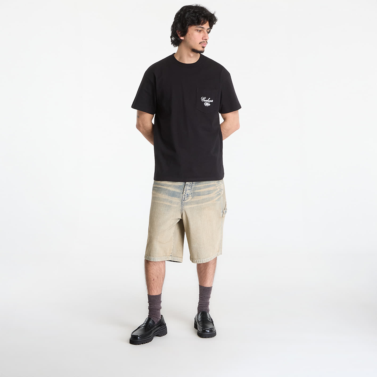 T-shirts för män Carhartt WIP S/S Longhand Pocket T-Shirt UNISEX Black/ White