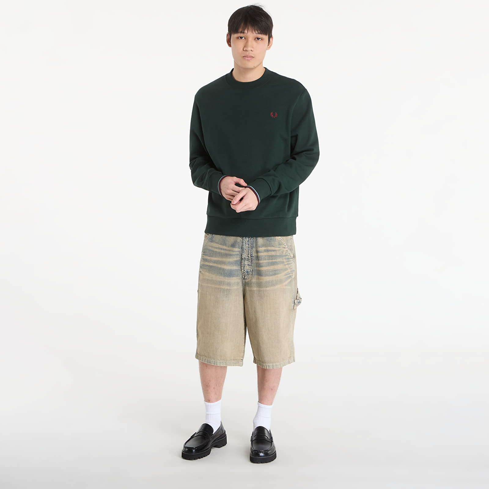 Vīriešu kapuces FRED PERRY Crew Neck Sweatshirt Grsrts/ Stkbl/ Oxb