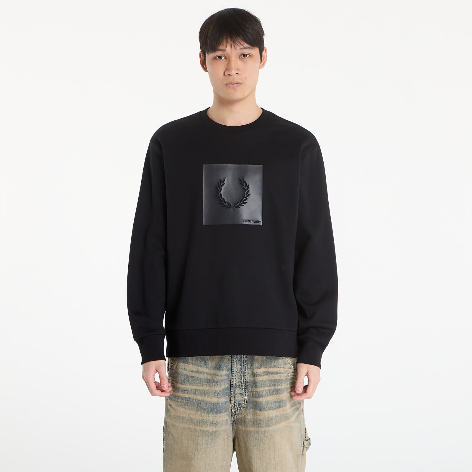 Суитшърт FRED PERRY Box Graphic Sweatshirt Black/ Anchorgrey XL