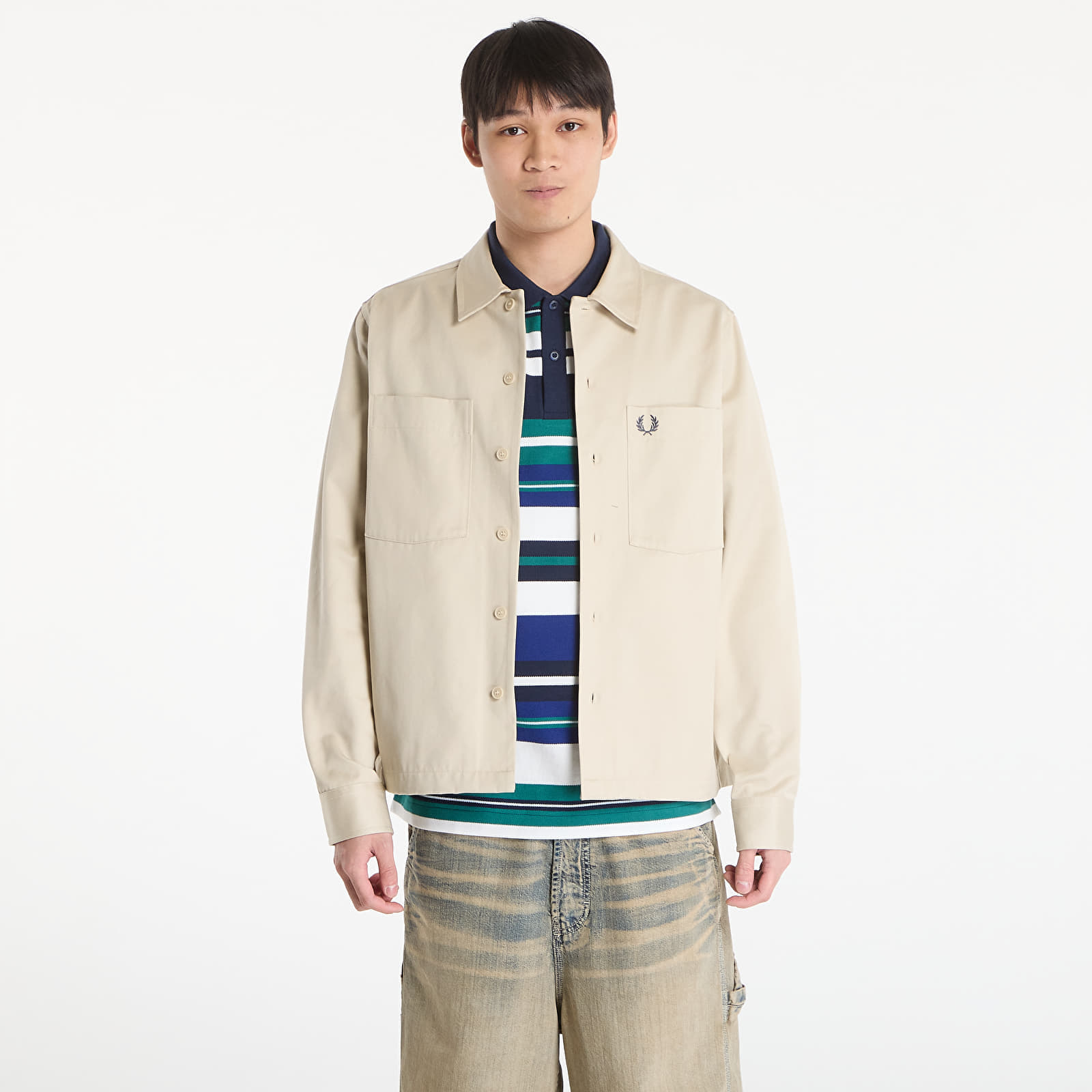 Яке FRED PERRY Twill Overshirt Oatmeal XL