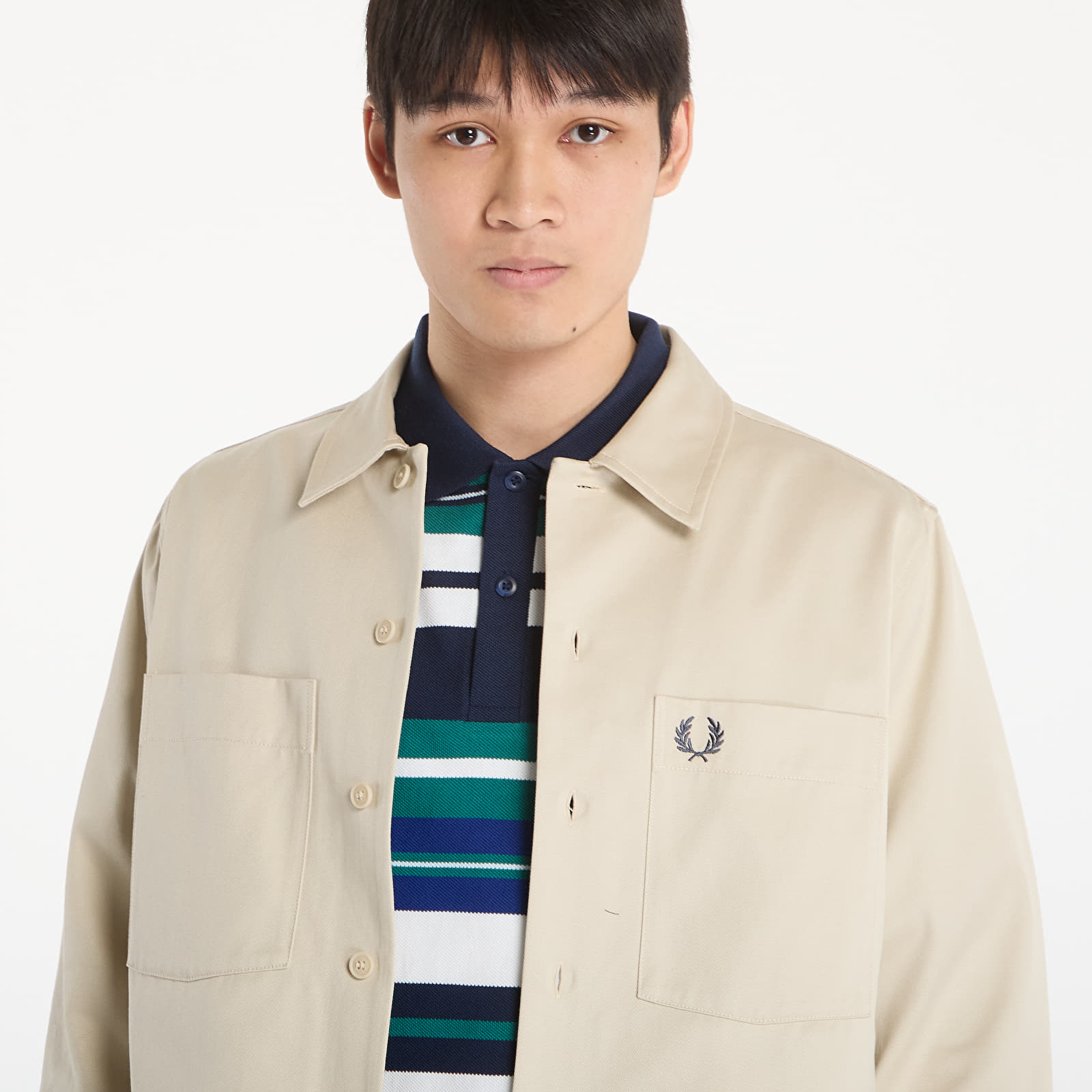 Svrchní košile FRED PERRY Twill Overshirt Oatmeal