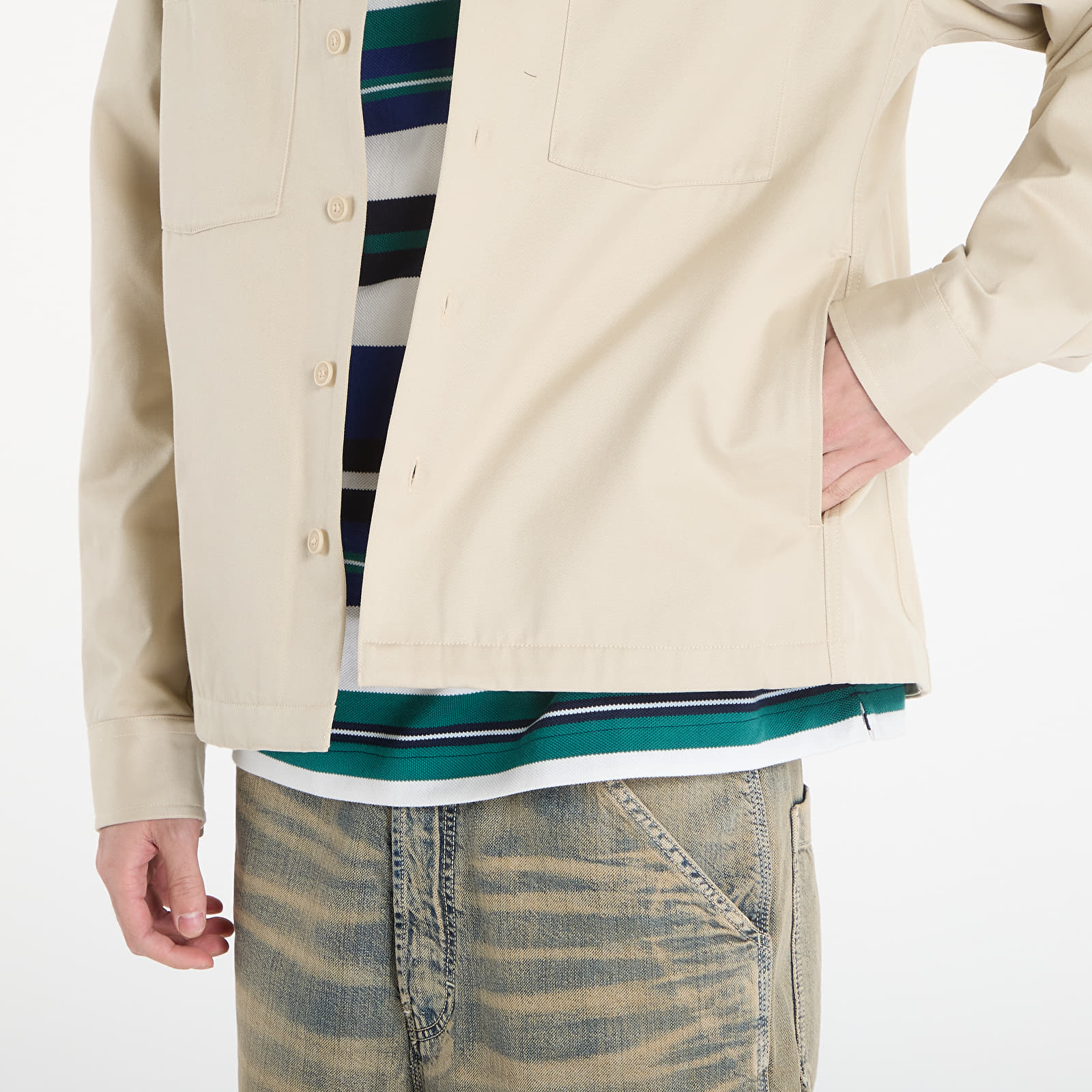 Svrchní košile FRED PERRY Twill Overshirt Oatmeal