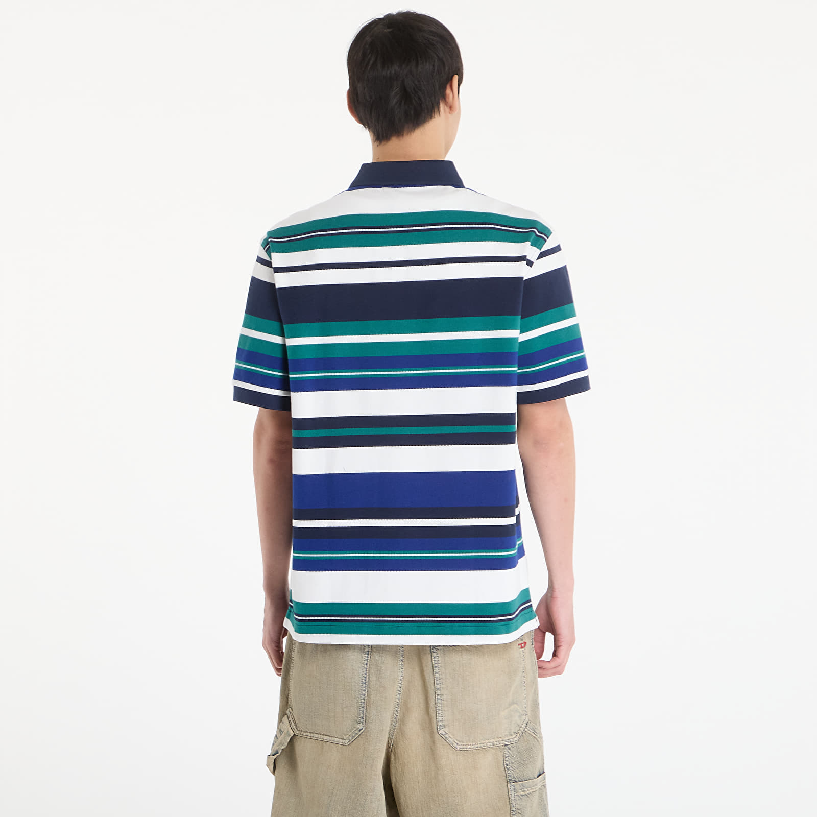 Polo trička FRED PERRY Striped Relaxed Polo Shirt Deep Mint