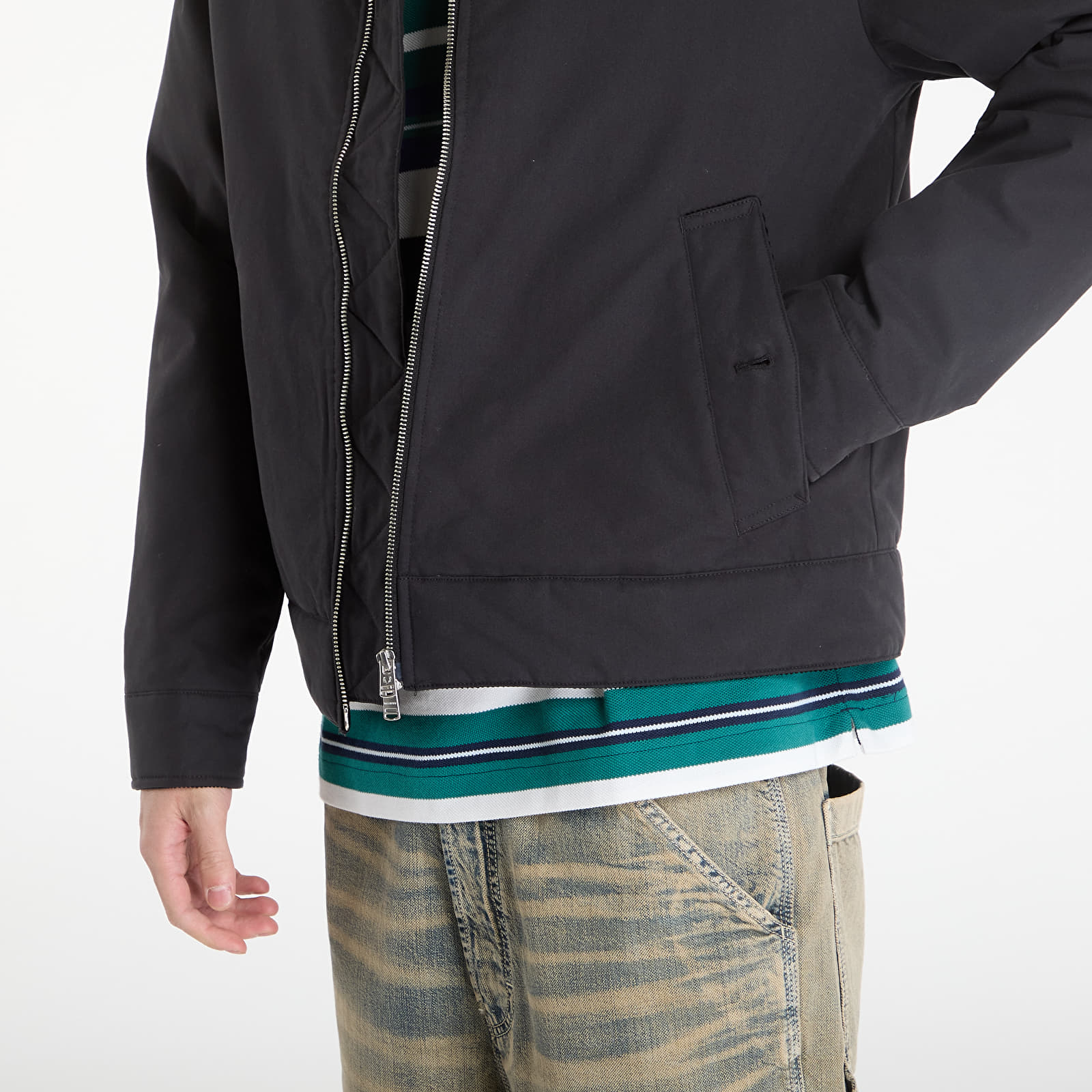 Pánské bundy FRED PERRY Cotton Caban Jacket Black