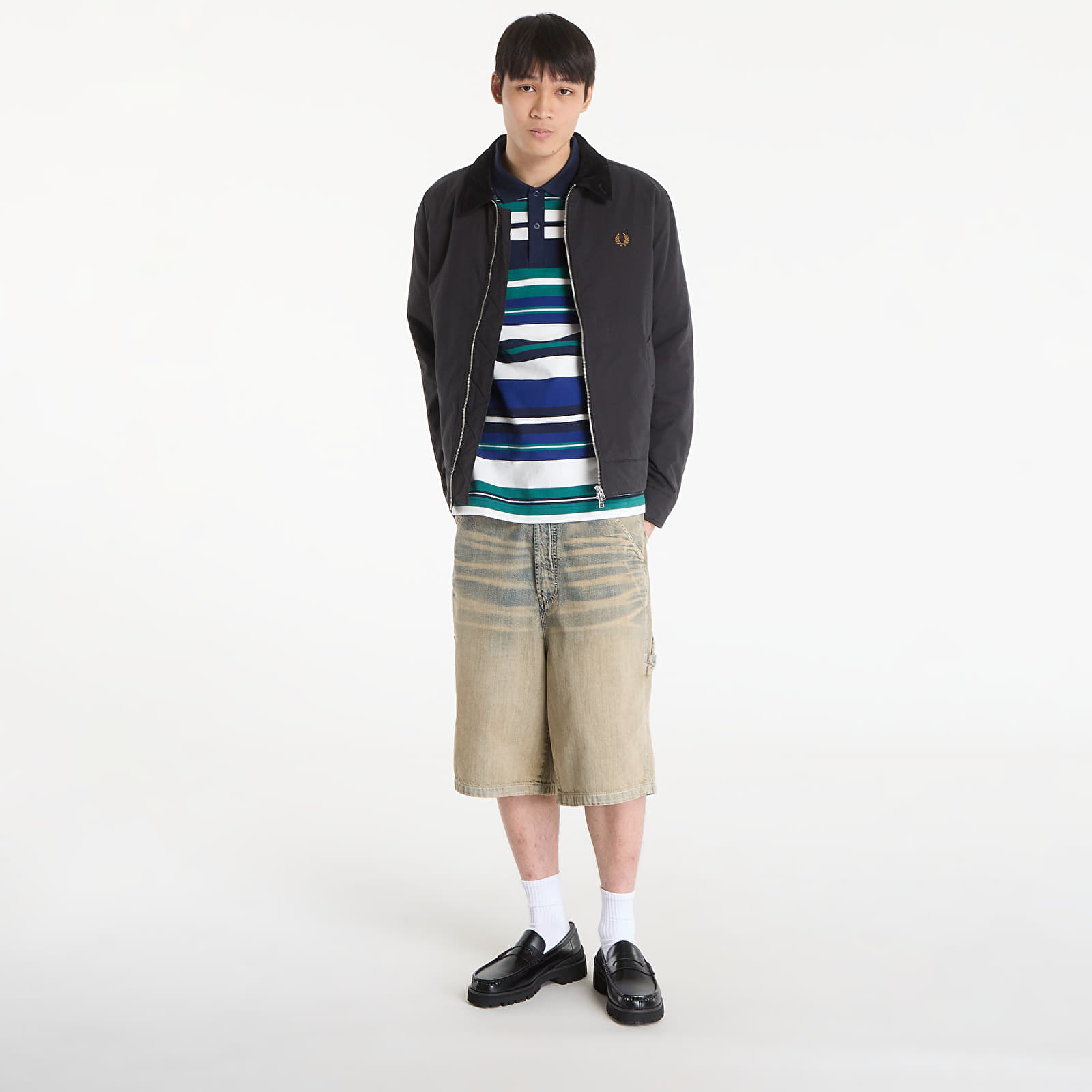 Pánské bundy FRED PERRY Cotton Caban Jacket Black
