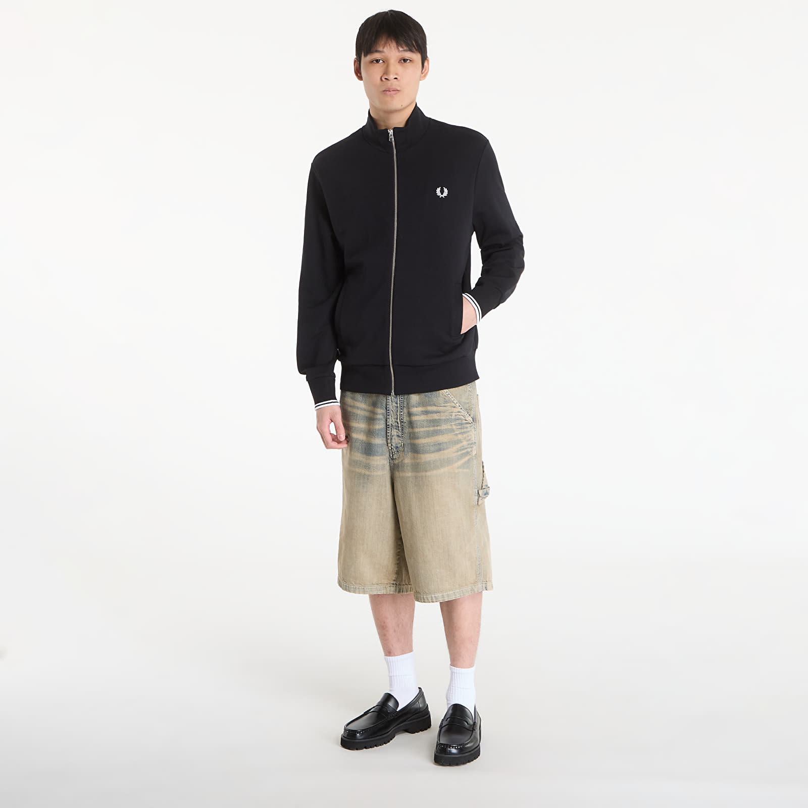 Men's hoodies FRED PERRY Zip Through Sweatshirt Black
