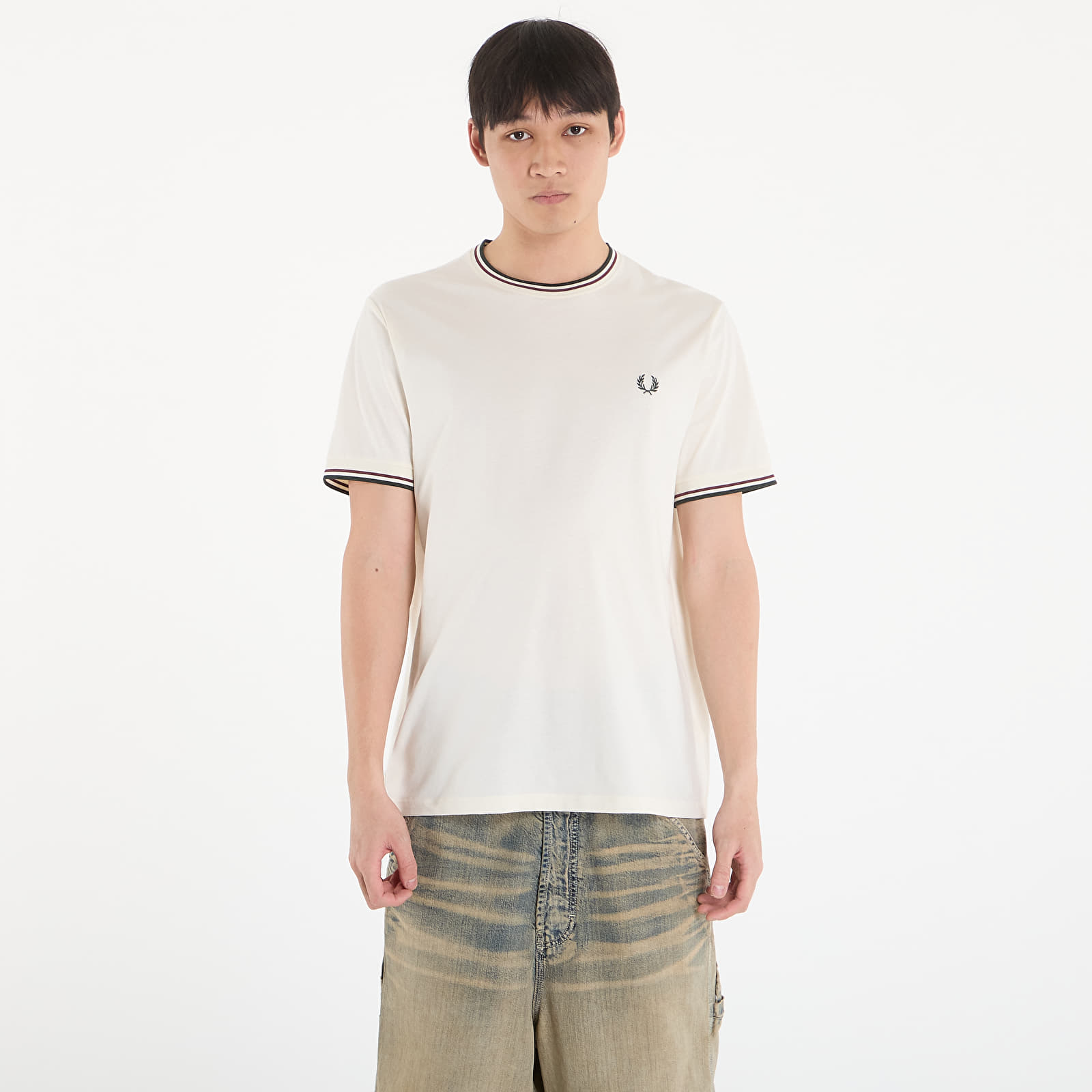 Moške majice FRED PERRY Twin Tipped T-Shirt Ecr/ Oxbld/ Grsrts