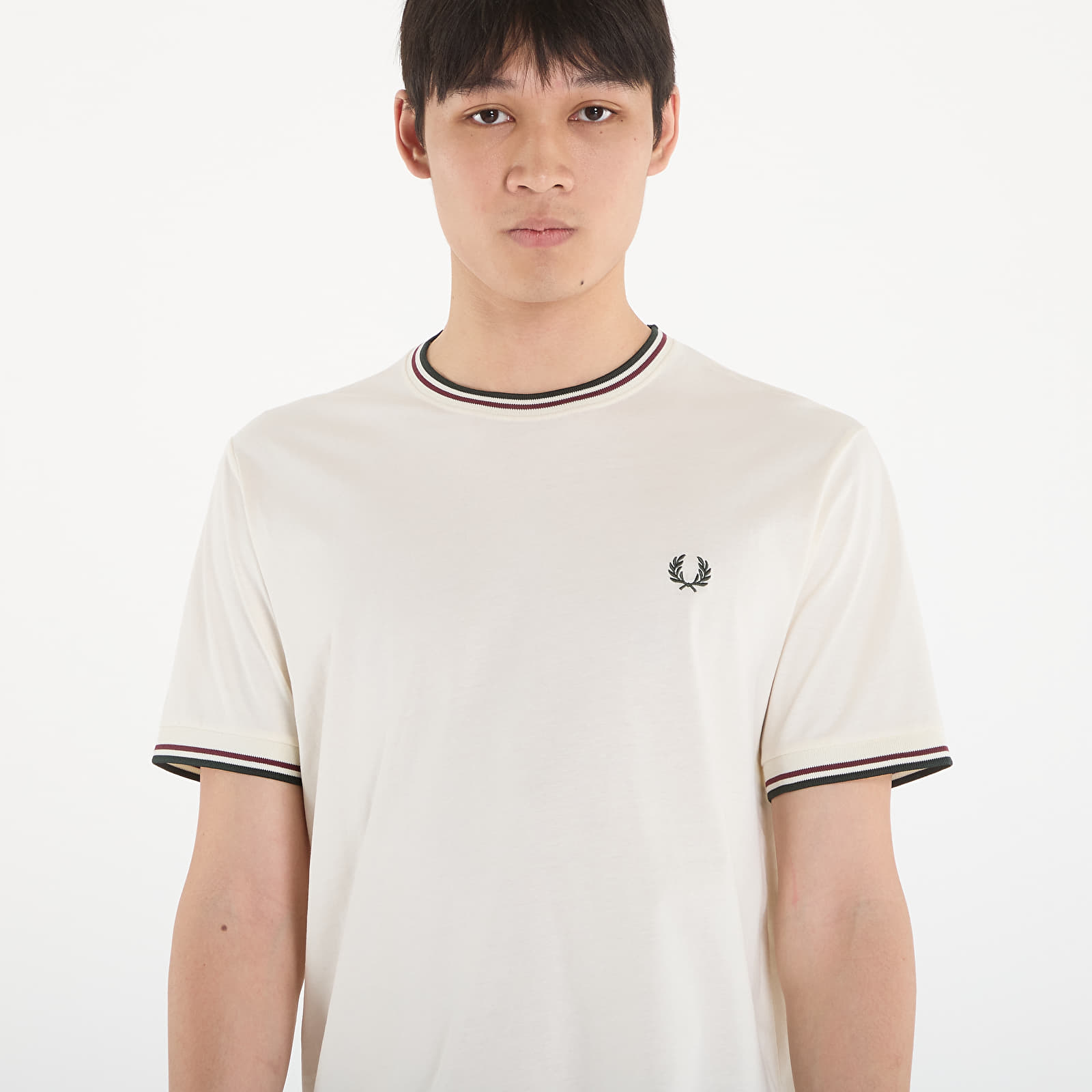 Moške majice FRED PERRY Twin Tipped T-Shirt Ecr/ Oxbld/ Grsrts