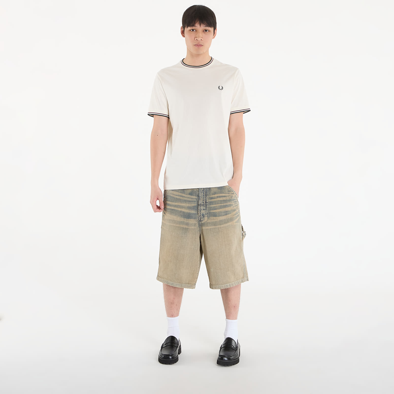 Moške majice FRED PERRY Twin Tipped T-Shirt Ecr/ Oxbld/ Grsrts