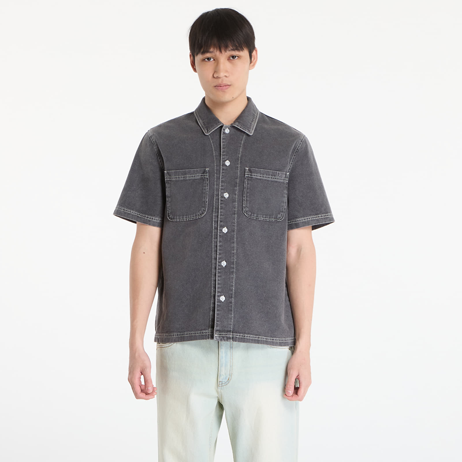 Krekli DIME Stonewash Button Up UNISEX Black Washed