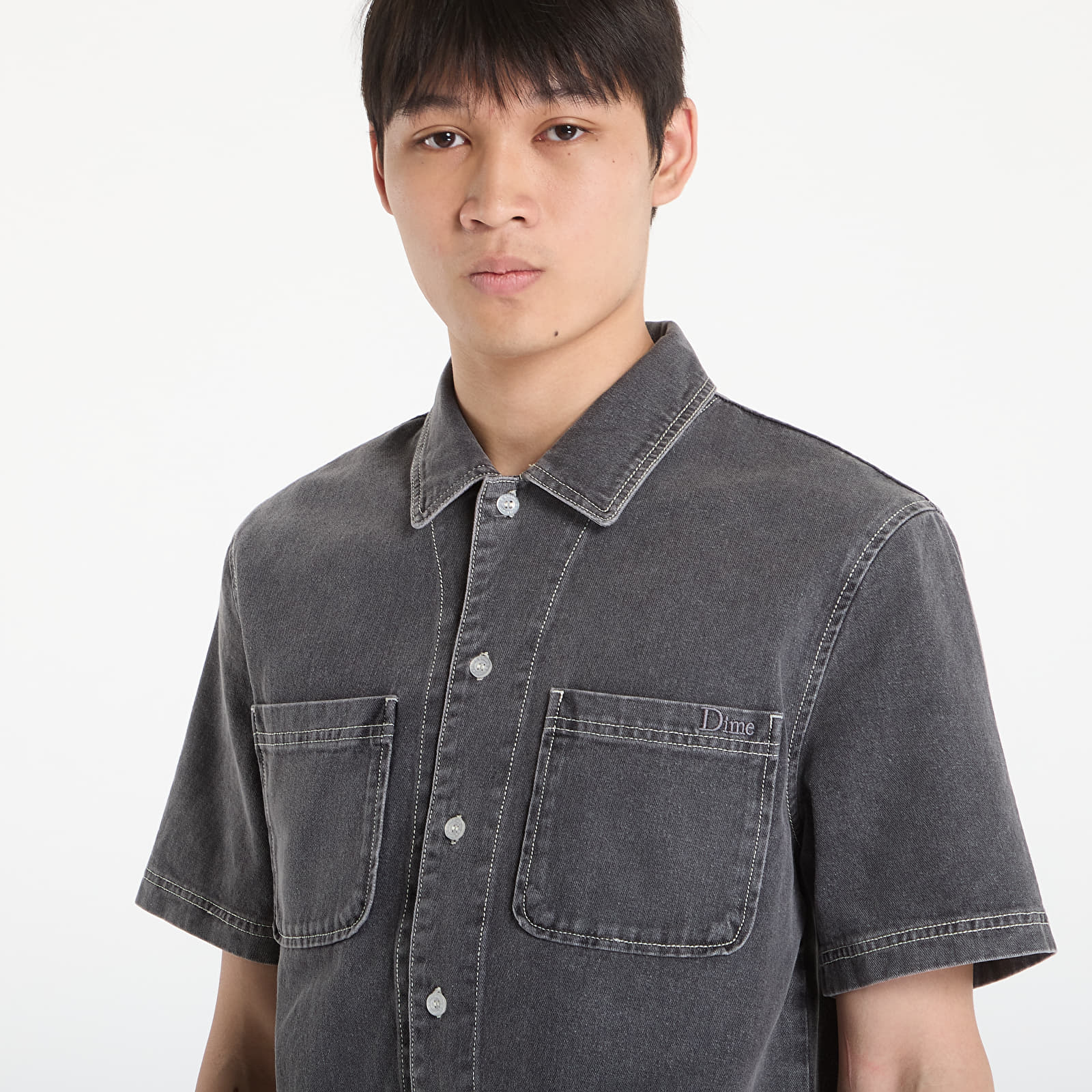 Krekli DIME Stonewash Button Up UNISEX Black Washed