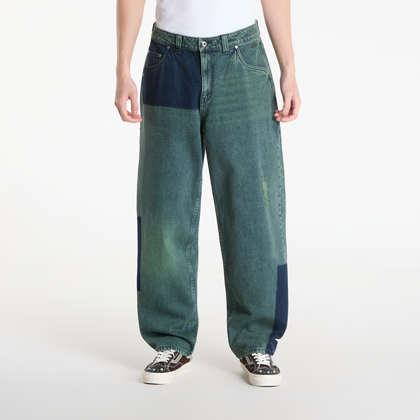 Džínsy DIME Baggy Denim Pants Distressed Green