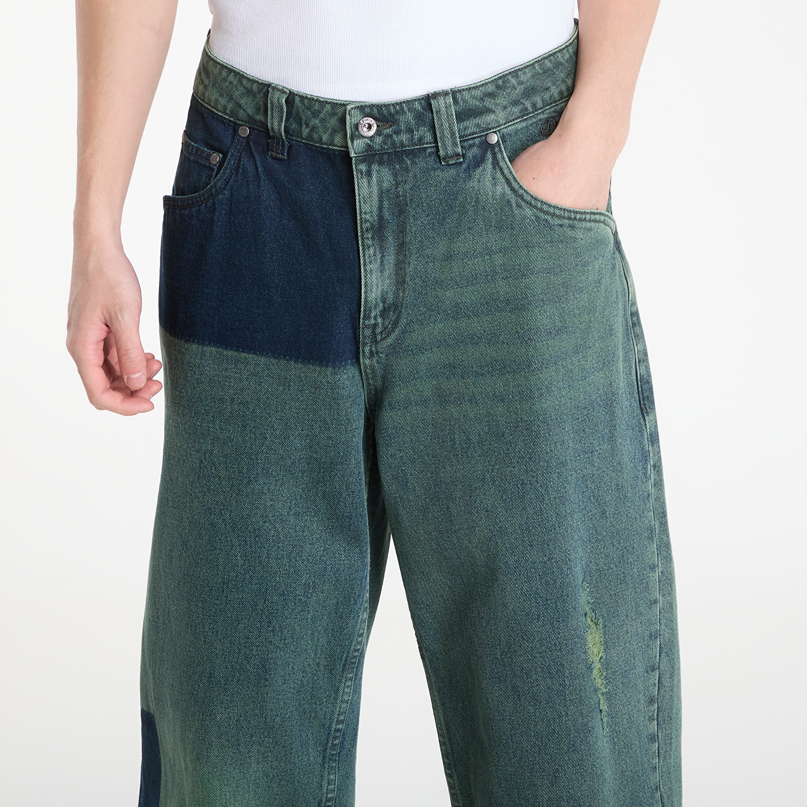 Džínsy DIME Baggy Denim Pants Distressed Green