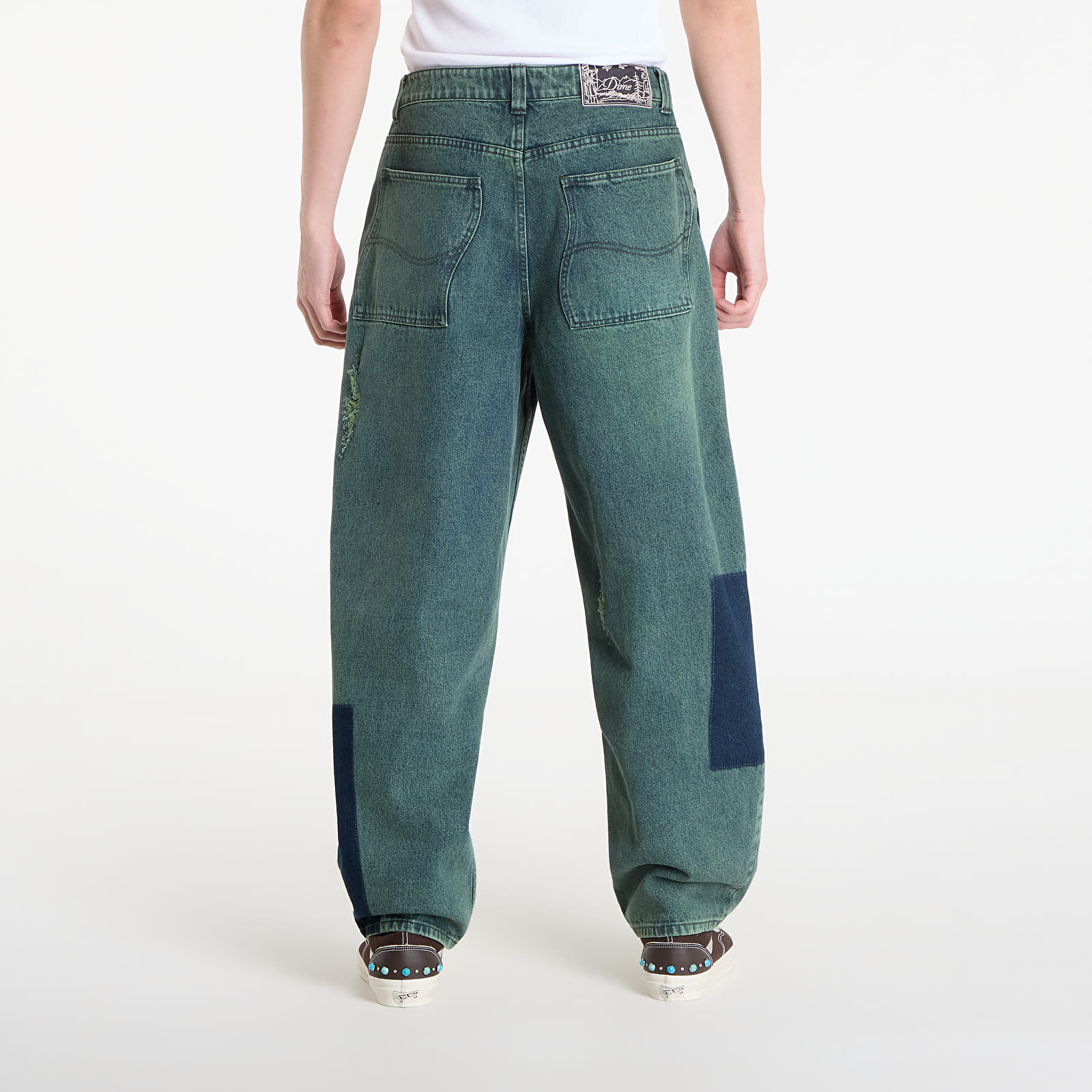 Džínsy DIME Baggy Denim Pants Distressed Green