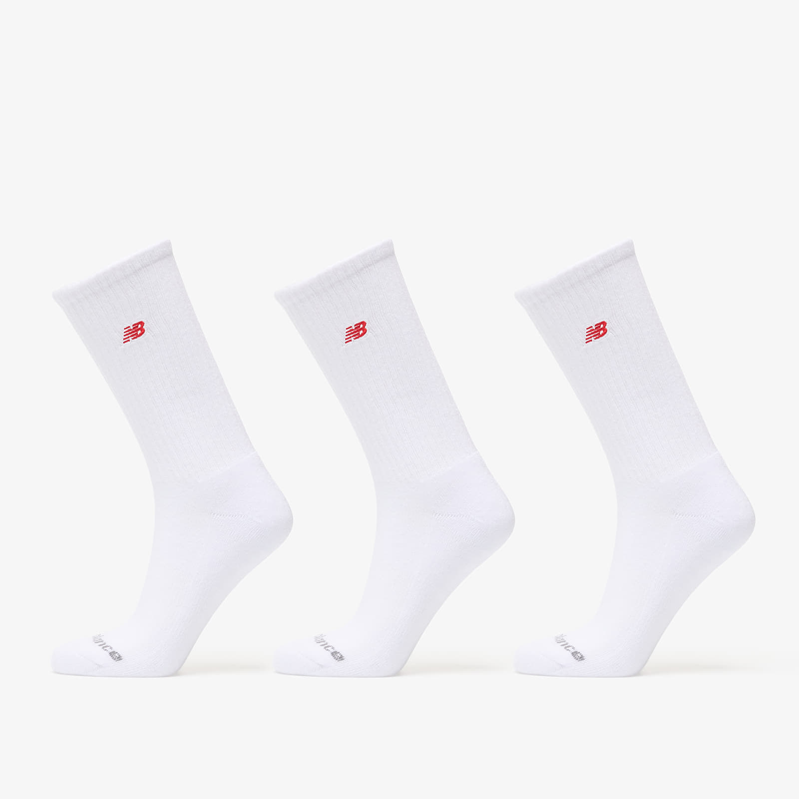 Moške nogavice New Balance Red Patch Logo Crew Socks 3-Pack White